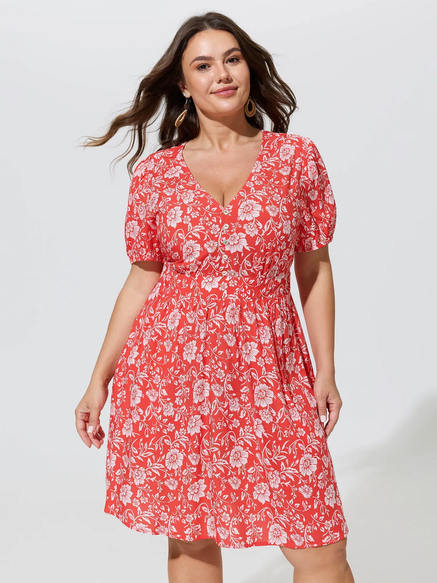 Floral Print Puffy Sleeve Flowy Mini Dress sold by Bloomchic