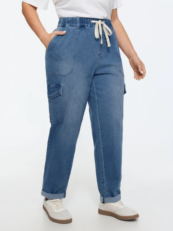 Stretchy Elastic Back Waist Jeans made by Bloomchic