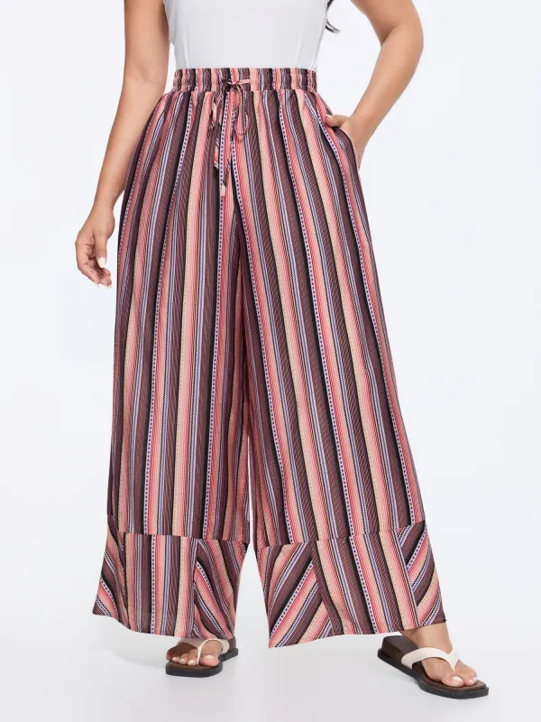 Boho Striped Print Wide-Leg Pants made by Bloomchic