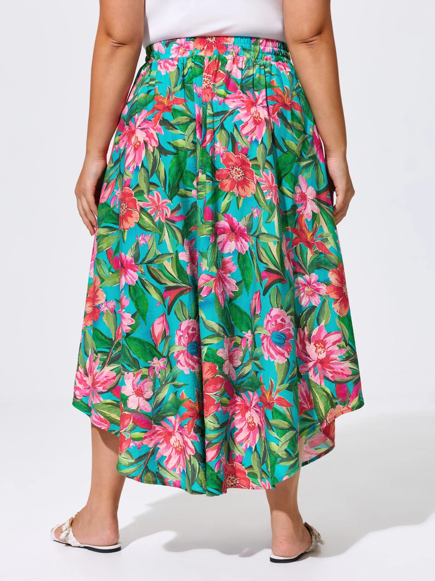 Floral Print Drawstring Waist Arc Hem Maxi Skirt sold by Bloomchic product image thumbnail 5