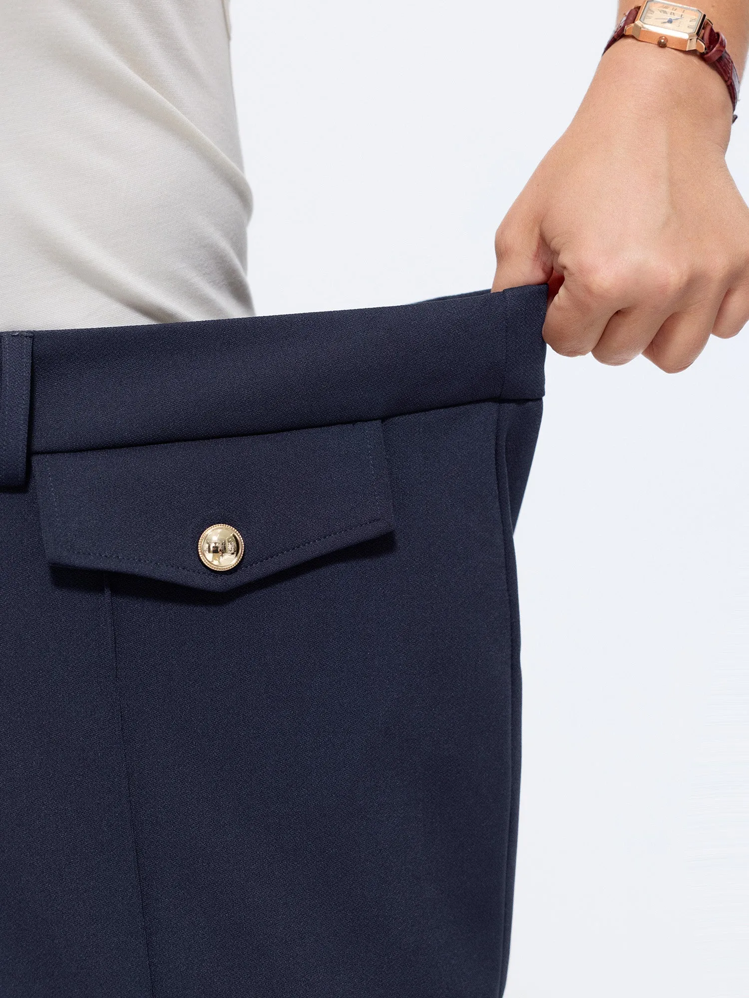 Stretchy Pull-On Flared Hem Pants sold by Bloomchic product image thumbnail 3
