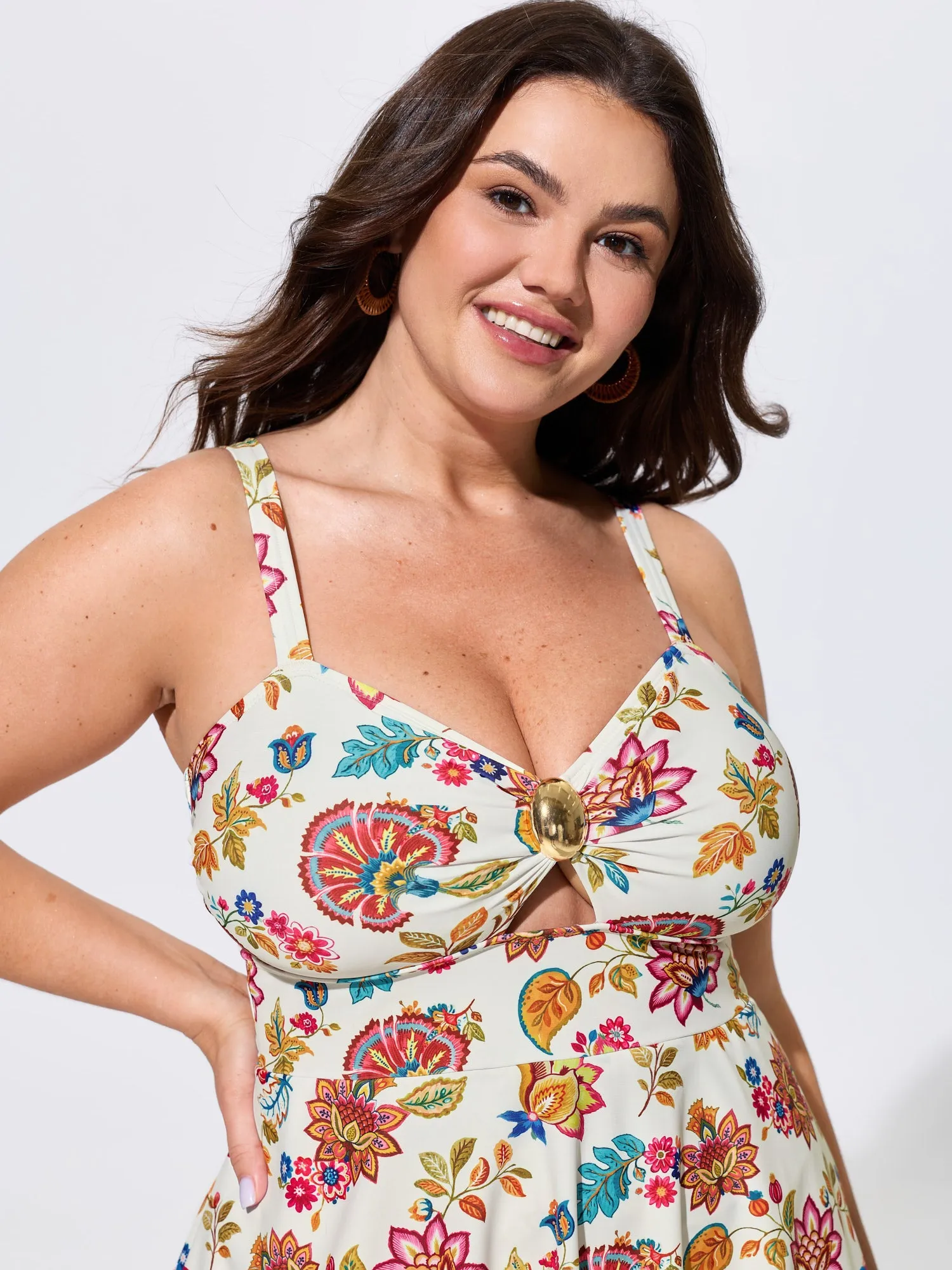 Floral Hollowed-Out Ring Detail Swim Dress sold by Bloomchic product image thumbnail 2