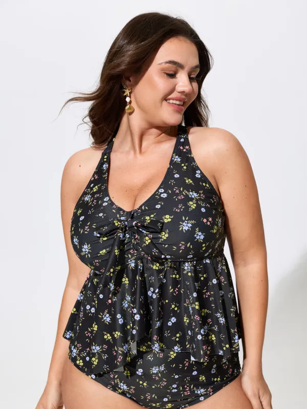 Floral Print Supportive Fit Swim Top made by Bloomchic