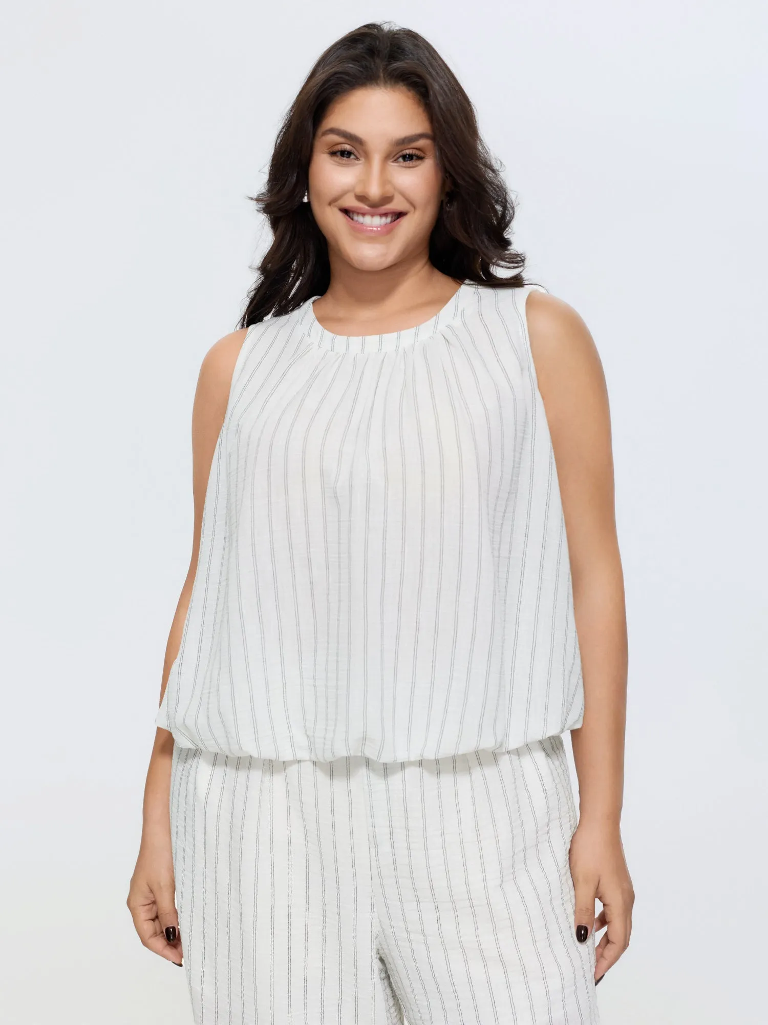 Supersoft Striped Sleeveless Blouse sold by Bloomchic