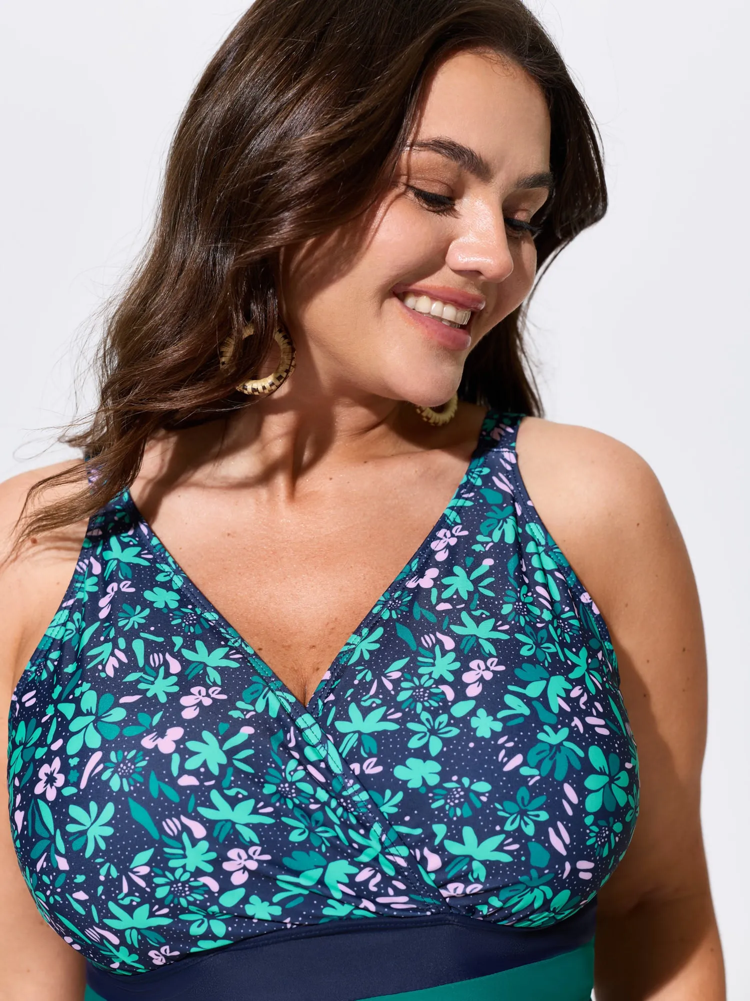 Colorful Floral Print Surplice Neckline Swim Top sold by Bloomchic product image thumbnail 3