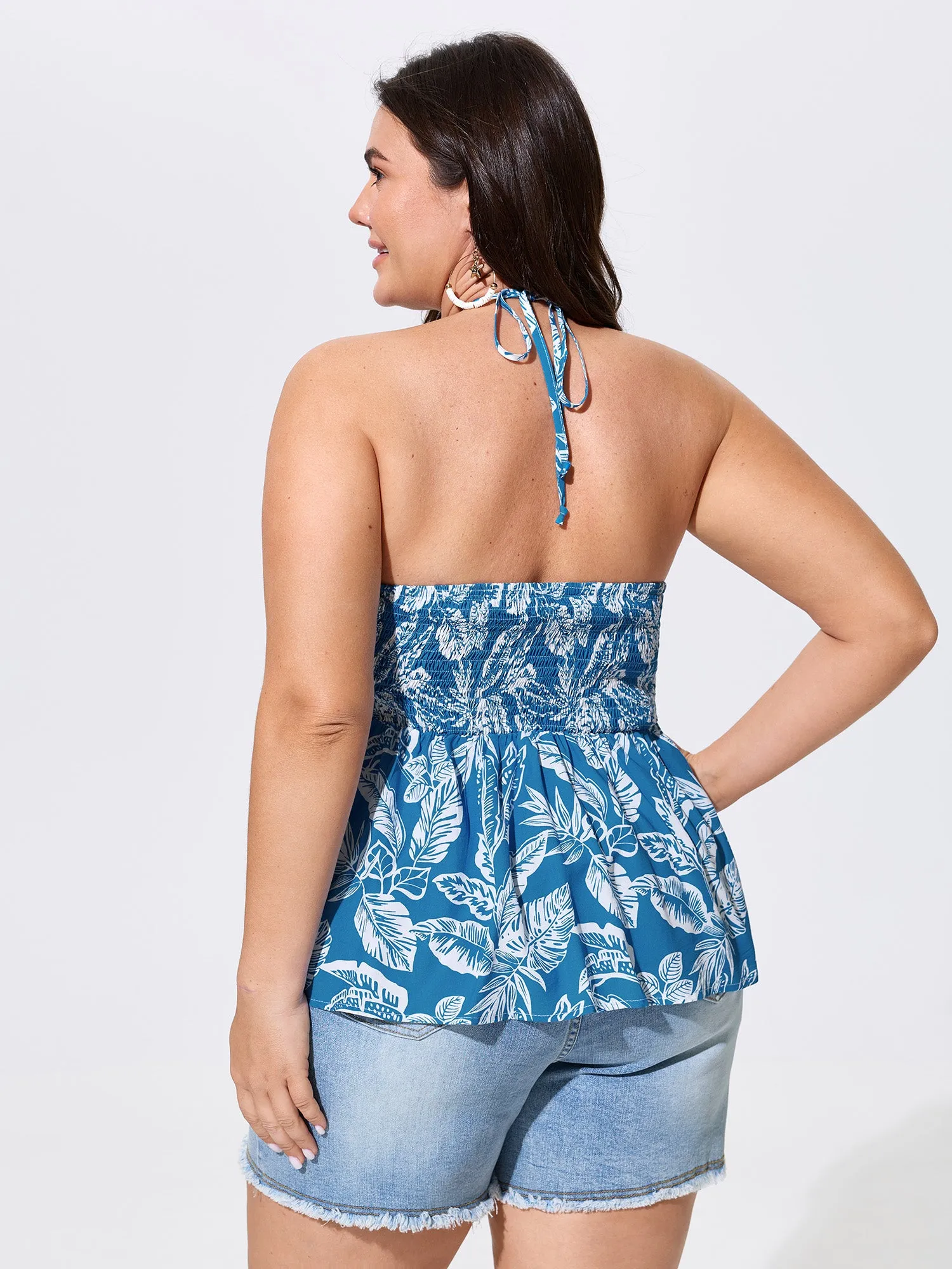 Tropical Print Ruched Tank Top sold by Bloomchic product image thumbnail 4