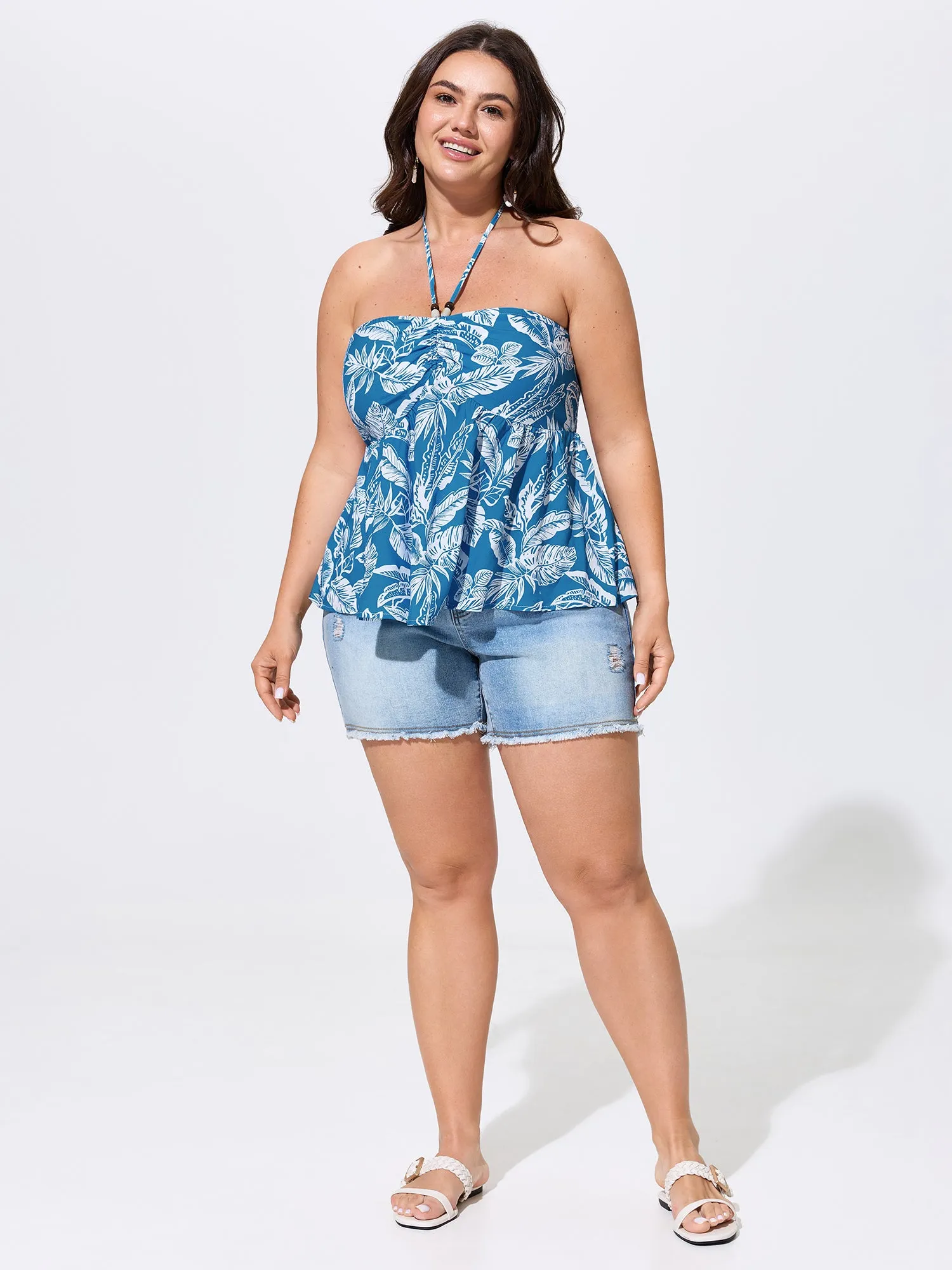 Tropical Print Ruched Tank Top sold by Bloomchic product image thumbnail 3