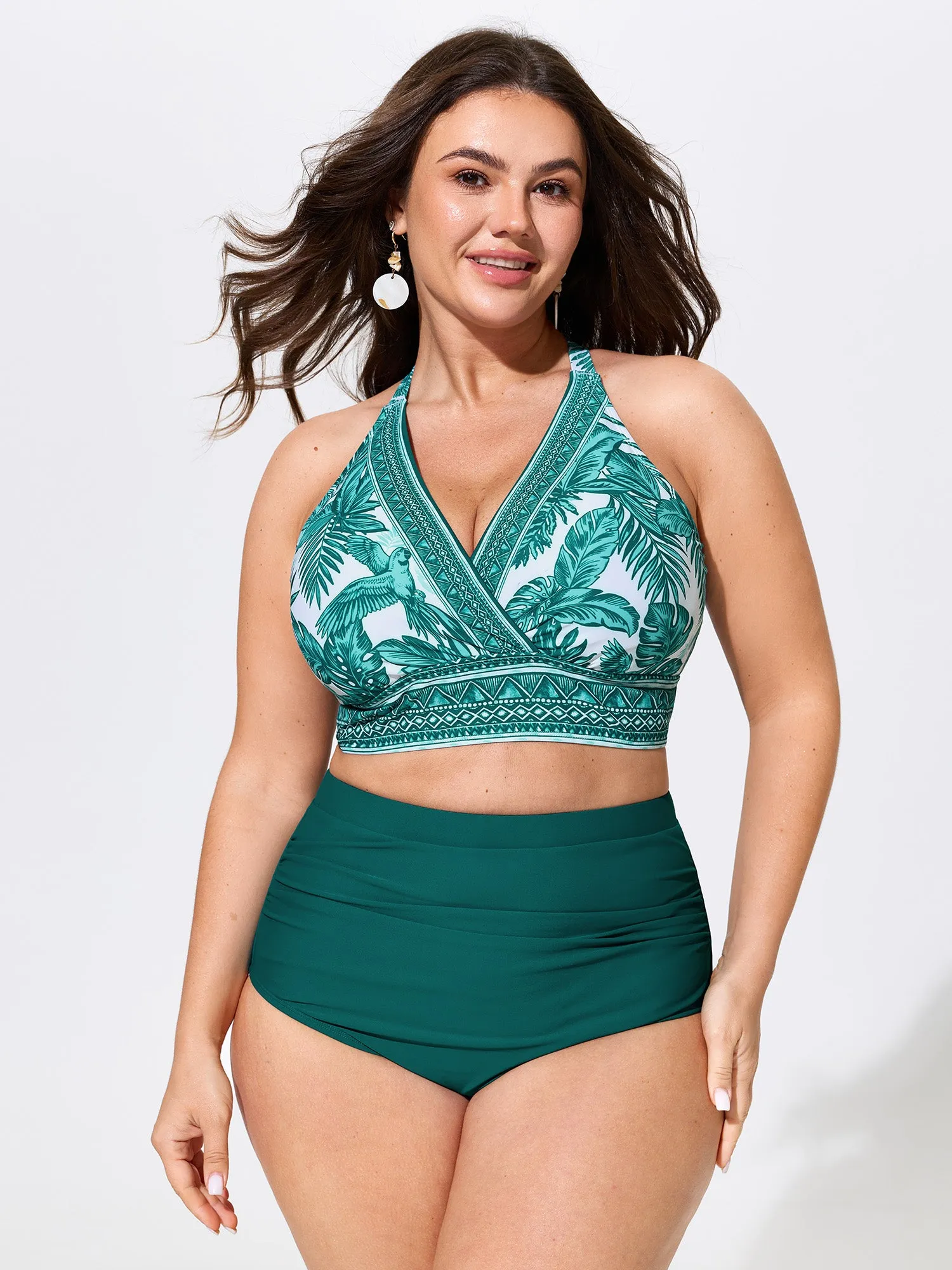 Two-Piece Tropical Print Sheer Wide-Leg Swim Bottoms sold by Bloomchic product image thumbnail 4