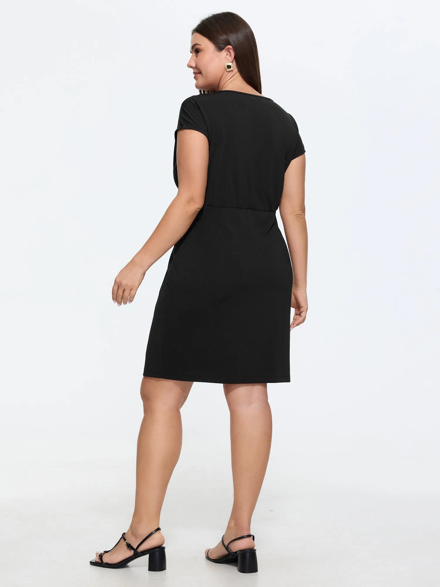 Stretchy Pleated Neckline Bodycon Mini Dress sold by Bloomchic product image thumbnail 5