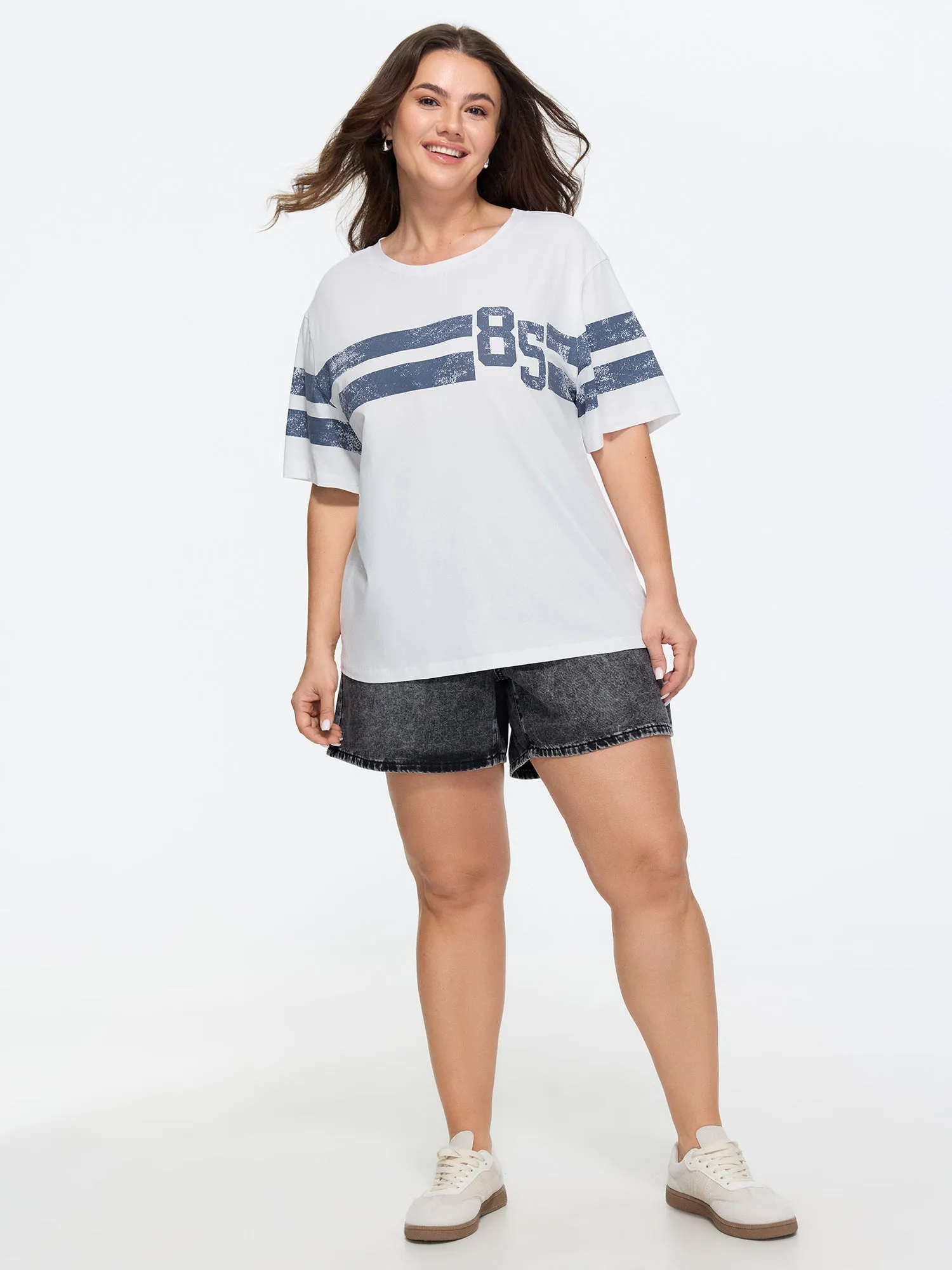 Cotton Striped Print Relaxed-Fit T-Shirt sold by Bloomchic product image thumbnail 3