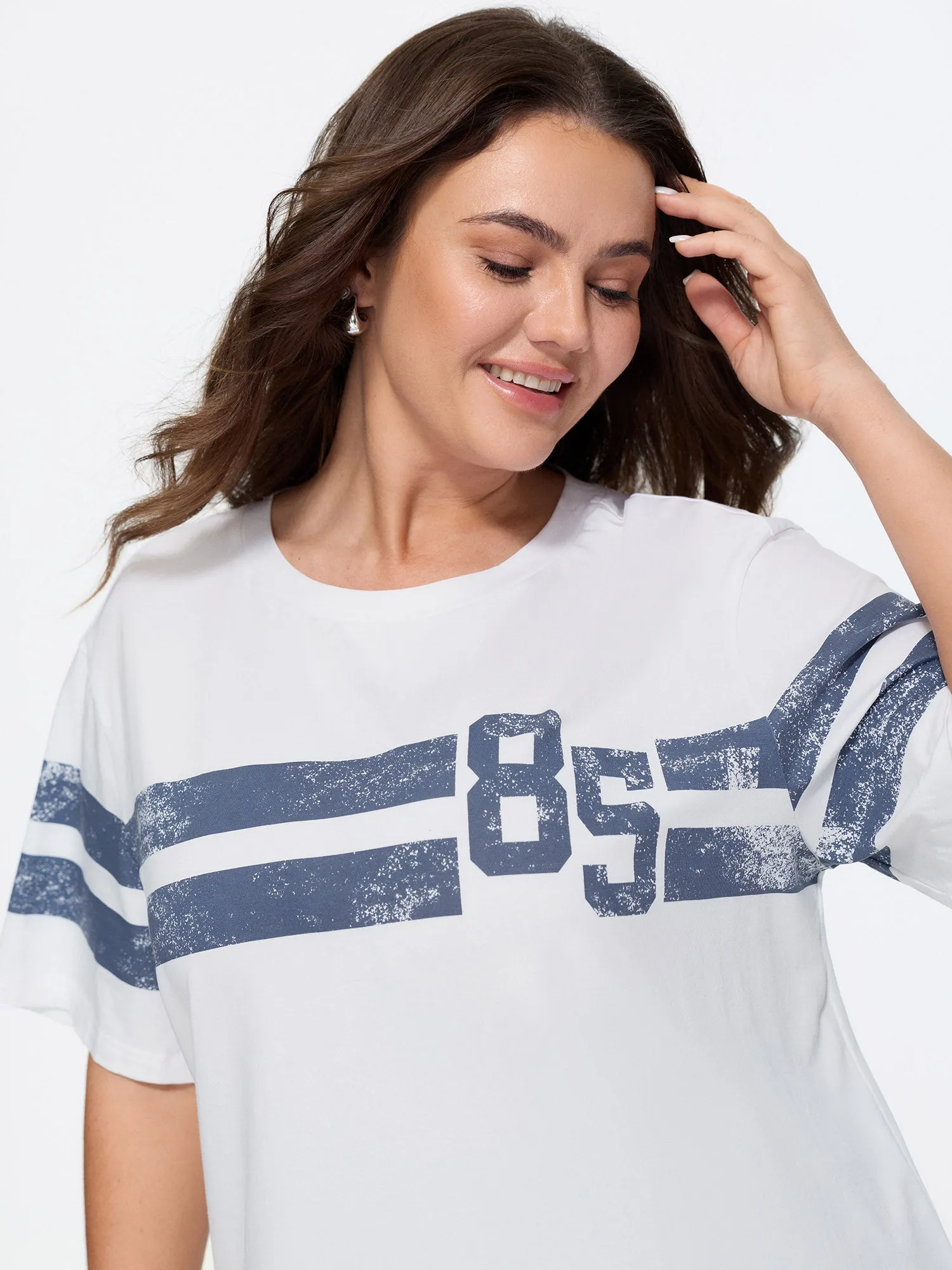 Cotton Striped Print Relaxed-Fit T-Shirt sold by Bloomchic