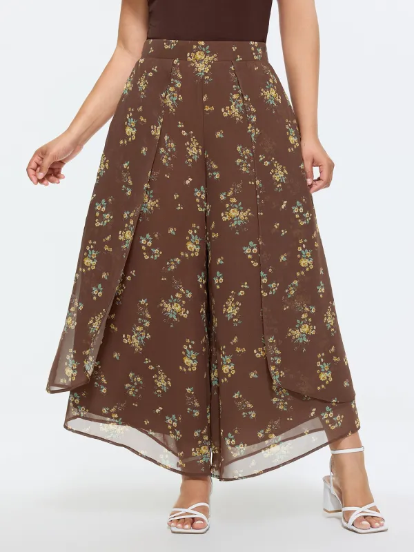 Floral Print Petal Wide-Leg Pants made by Bloomchic