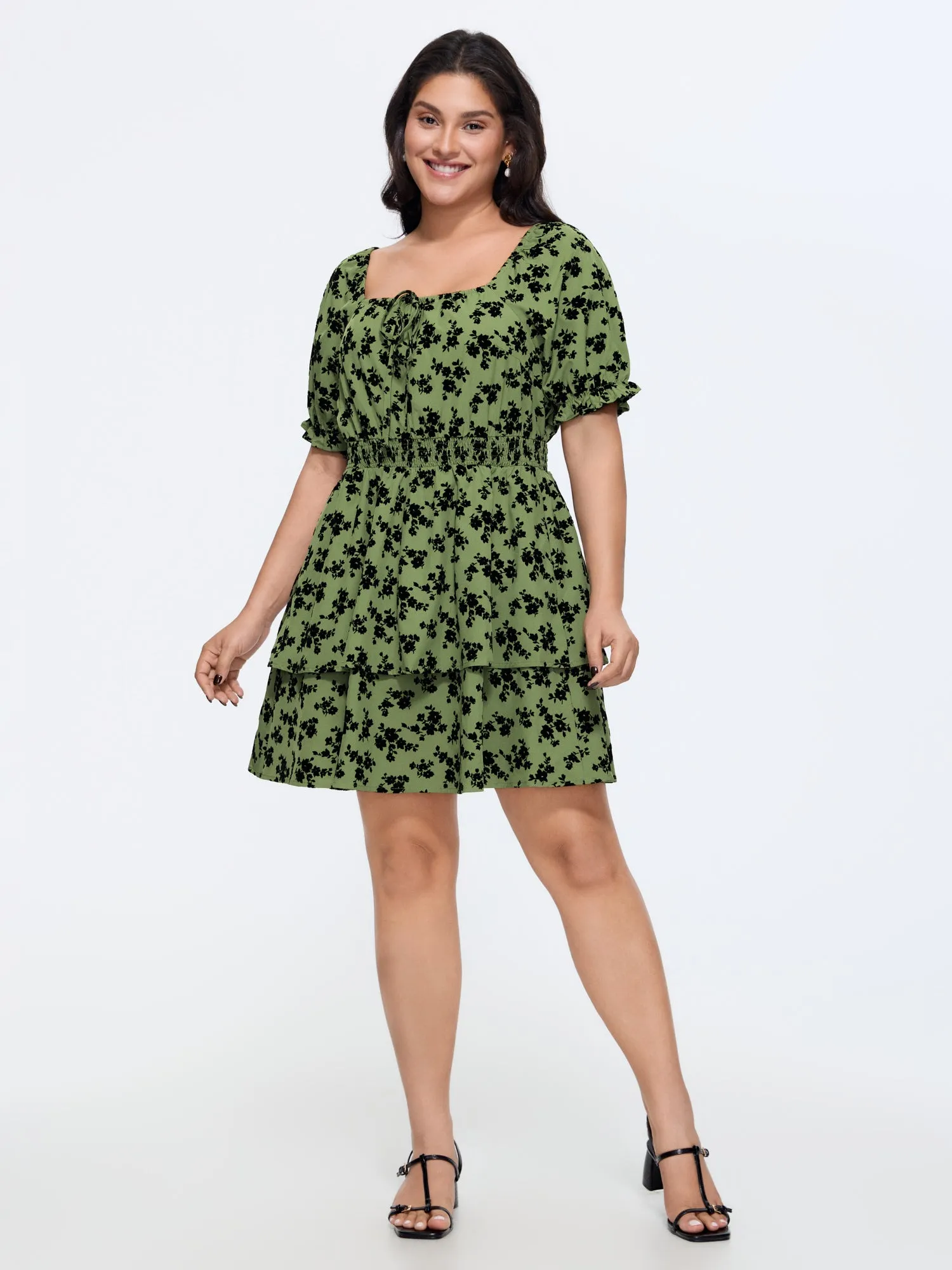 Floral print Shirred Waist Mini Dress sold by Bloomchic product image thumbnail 3