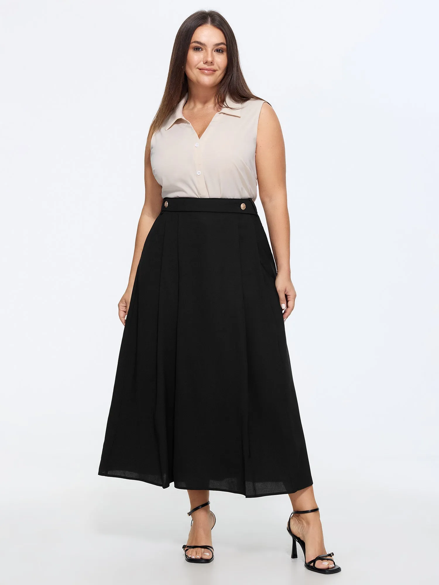 Waist Beaded Pleated Flowy Maxi Skirt sold by Bloomchic product image thumbnail 2