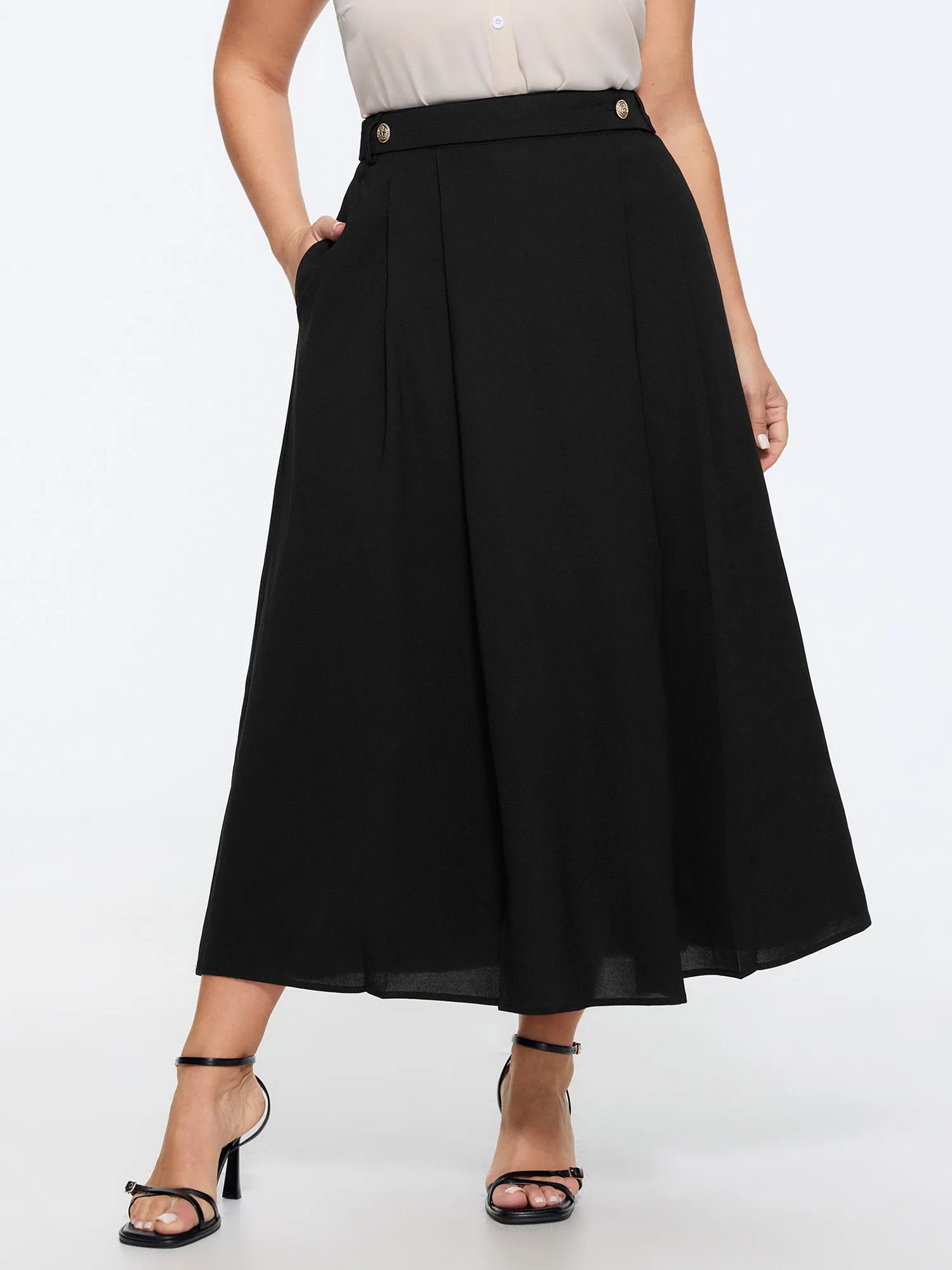Waist Beaded Pleated Flowy Maxi Skirt sold by Bloomchic