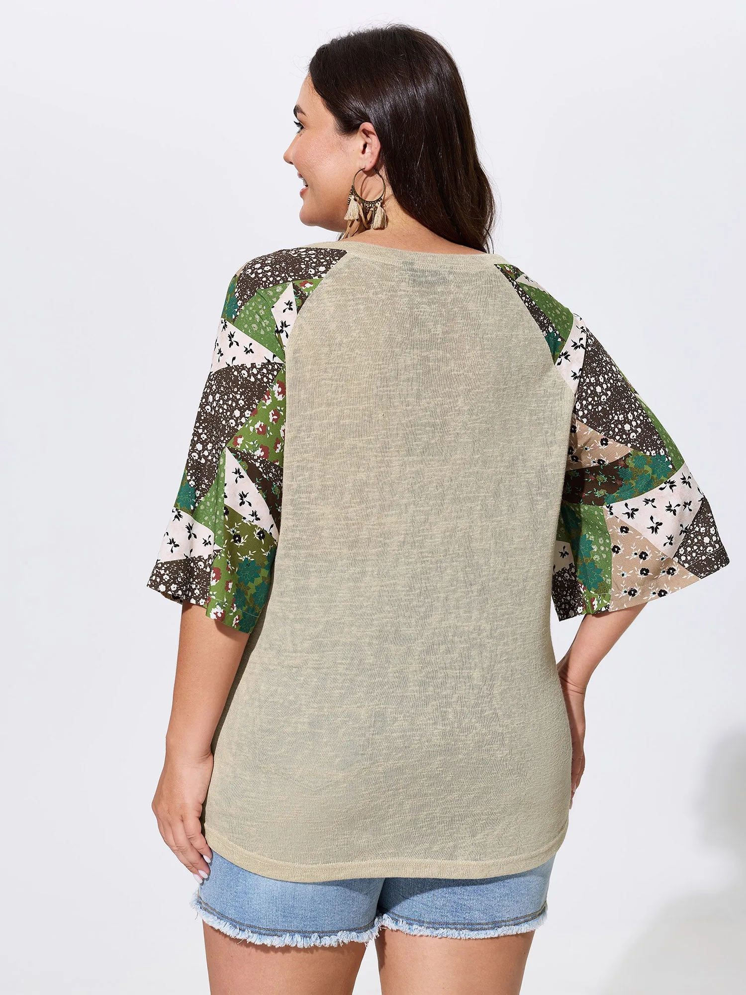 Stretchy Floral Print Raglan Sleeve Knit Top sold by Bloomchic product image thumbnail 5