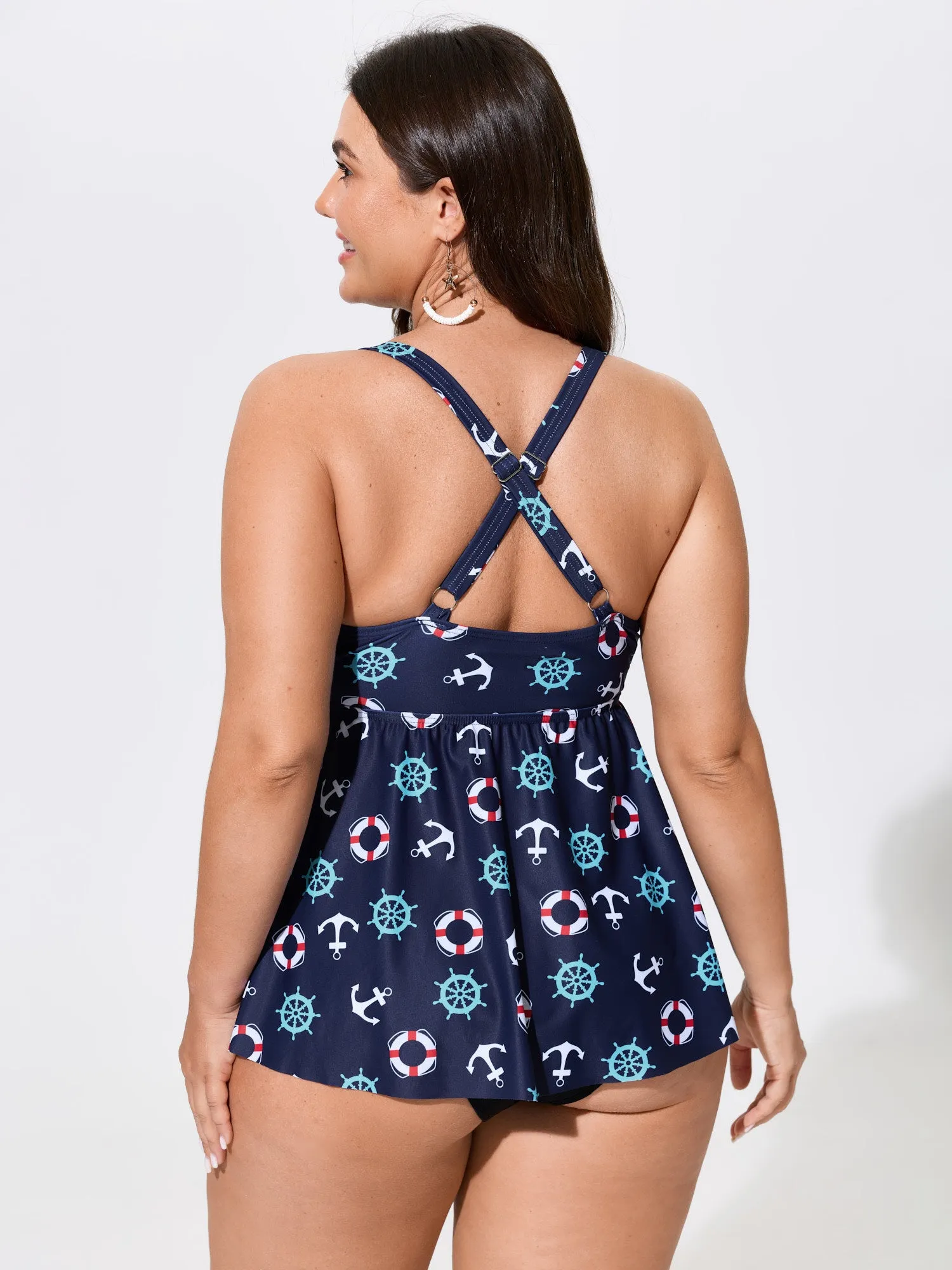Nautical Anchor Print Flowy Supportive Fit Swim Top sold by Bloomchic product image thumbnail 4