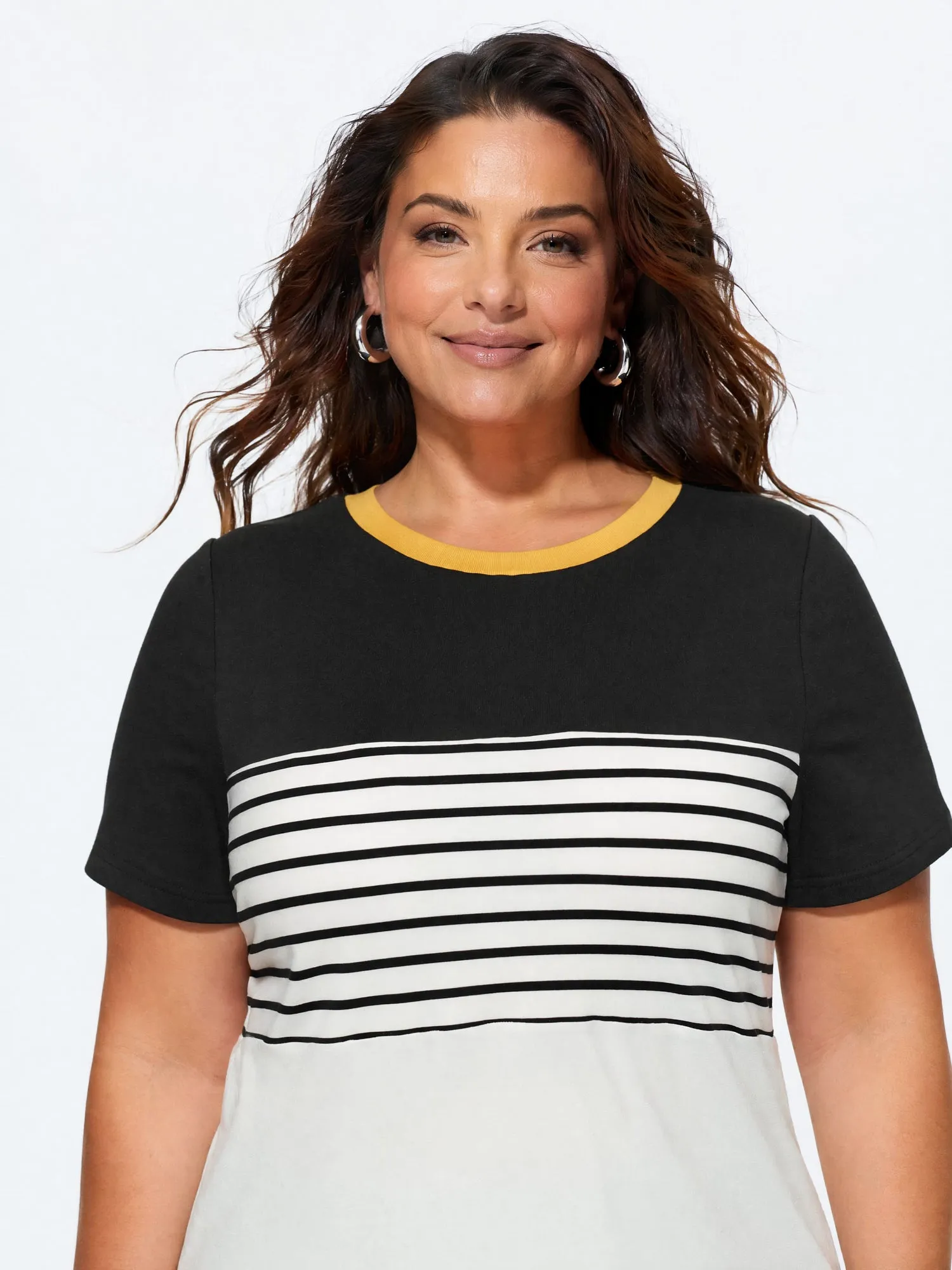 Supersoft Stretchy Striped Color Contrast T-Shirt sold by Bloomchic product image thumbnail 2