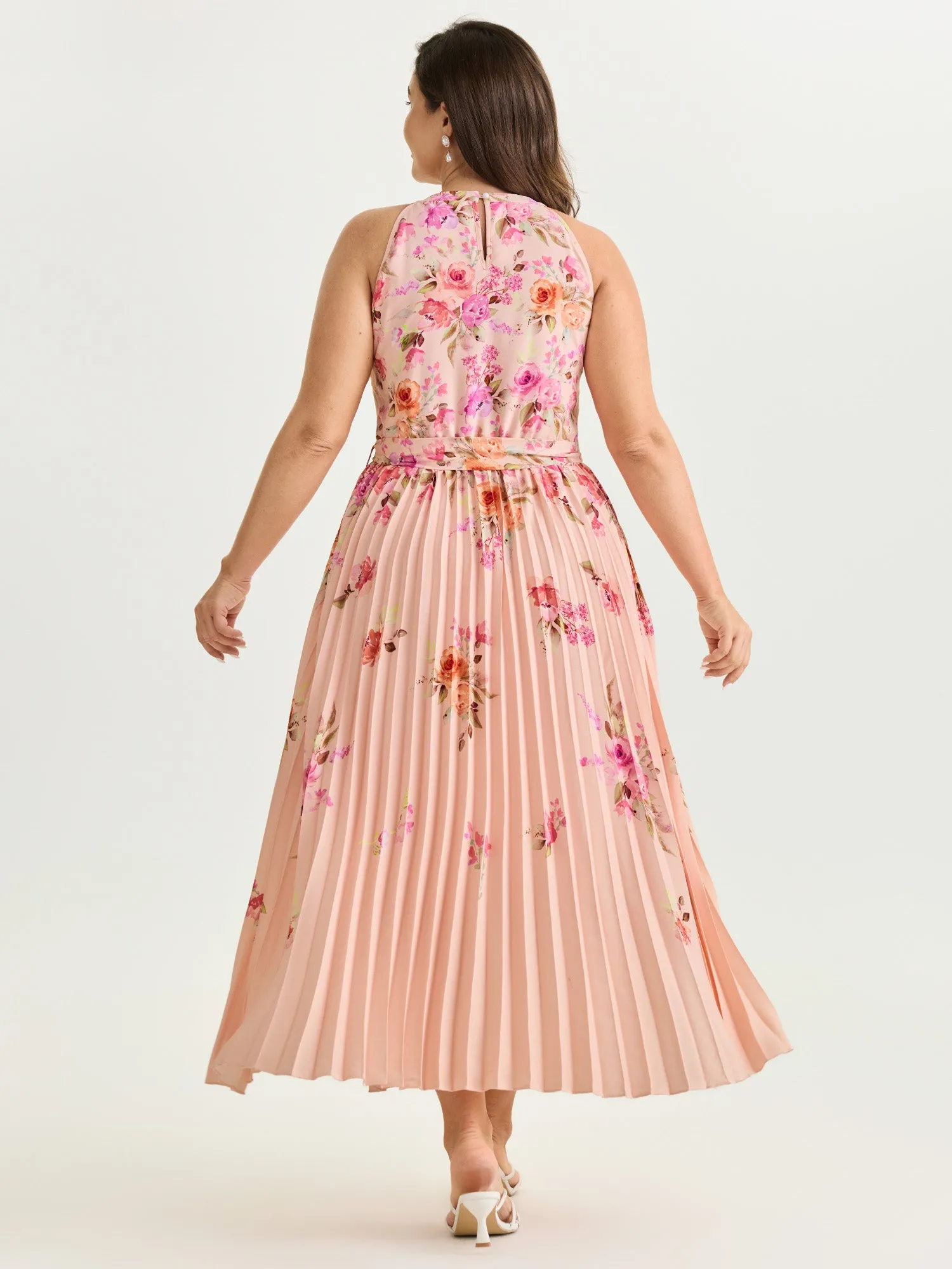 Floral Print Pleated Skirt Midi Dress sold by Bloomchic product image thumbnail 4
