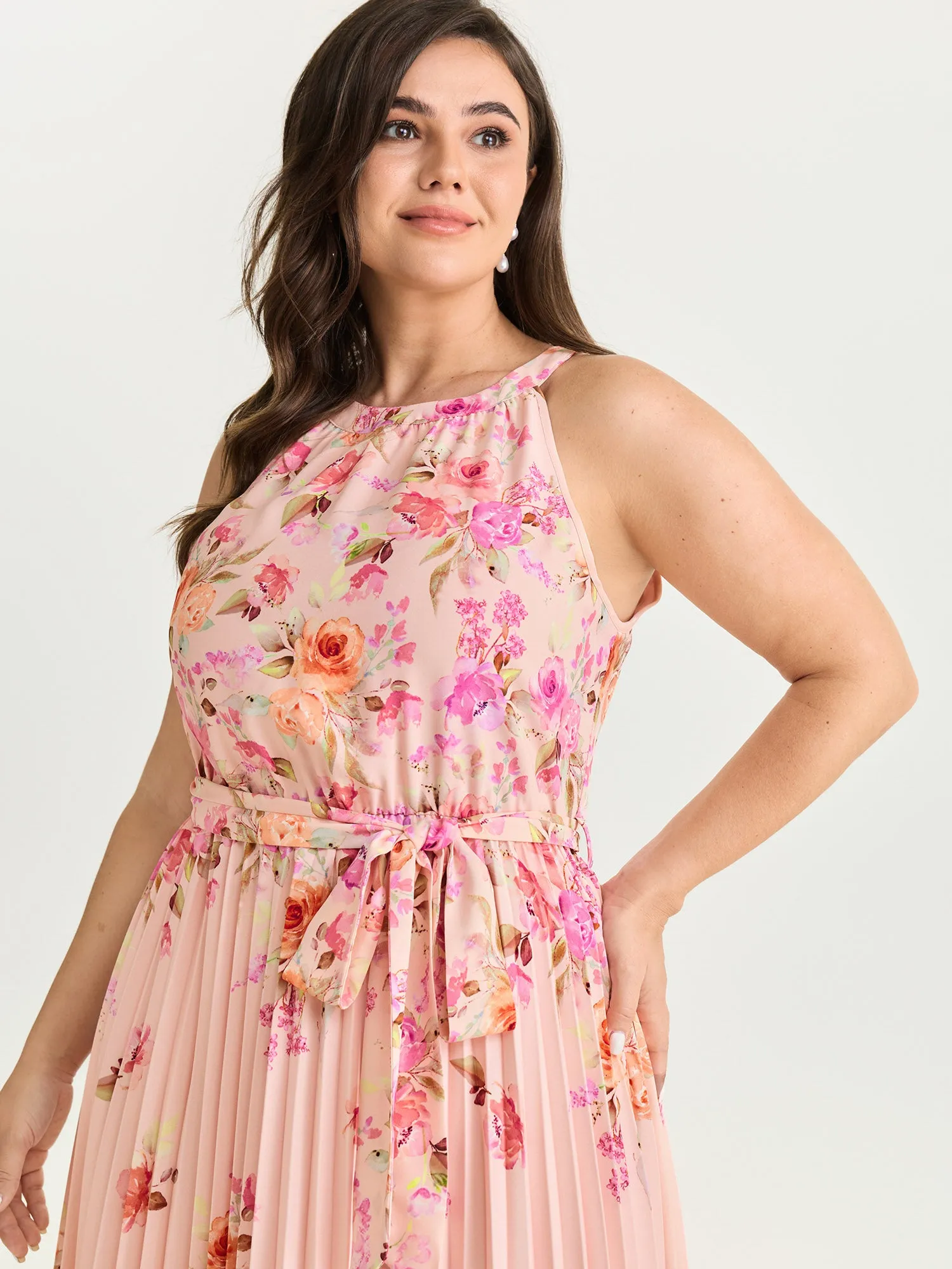 Floral Print Pleated Skirt Midi Dress sold by Bloomchic product image thumbnail 2