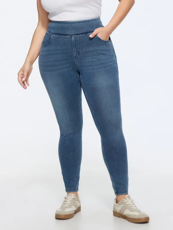 Stretchy Pull-On Skinny-Fit Jeans made by Bloomchic