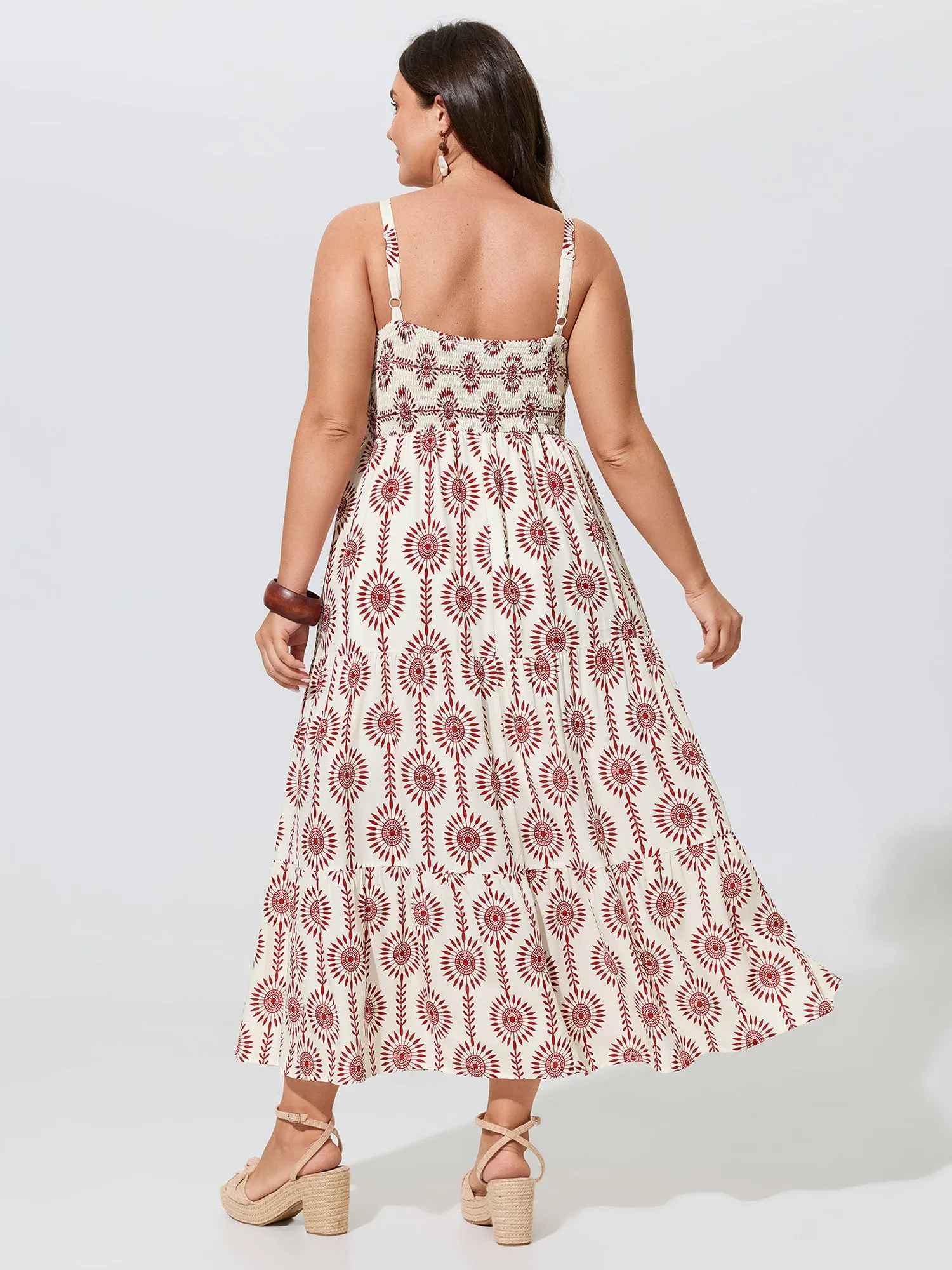 Geometric Print Tiered Sleeveless Maxi Dress sold by Bloomchic product image thumbnail 4