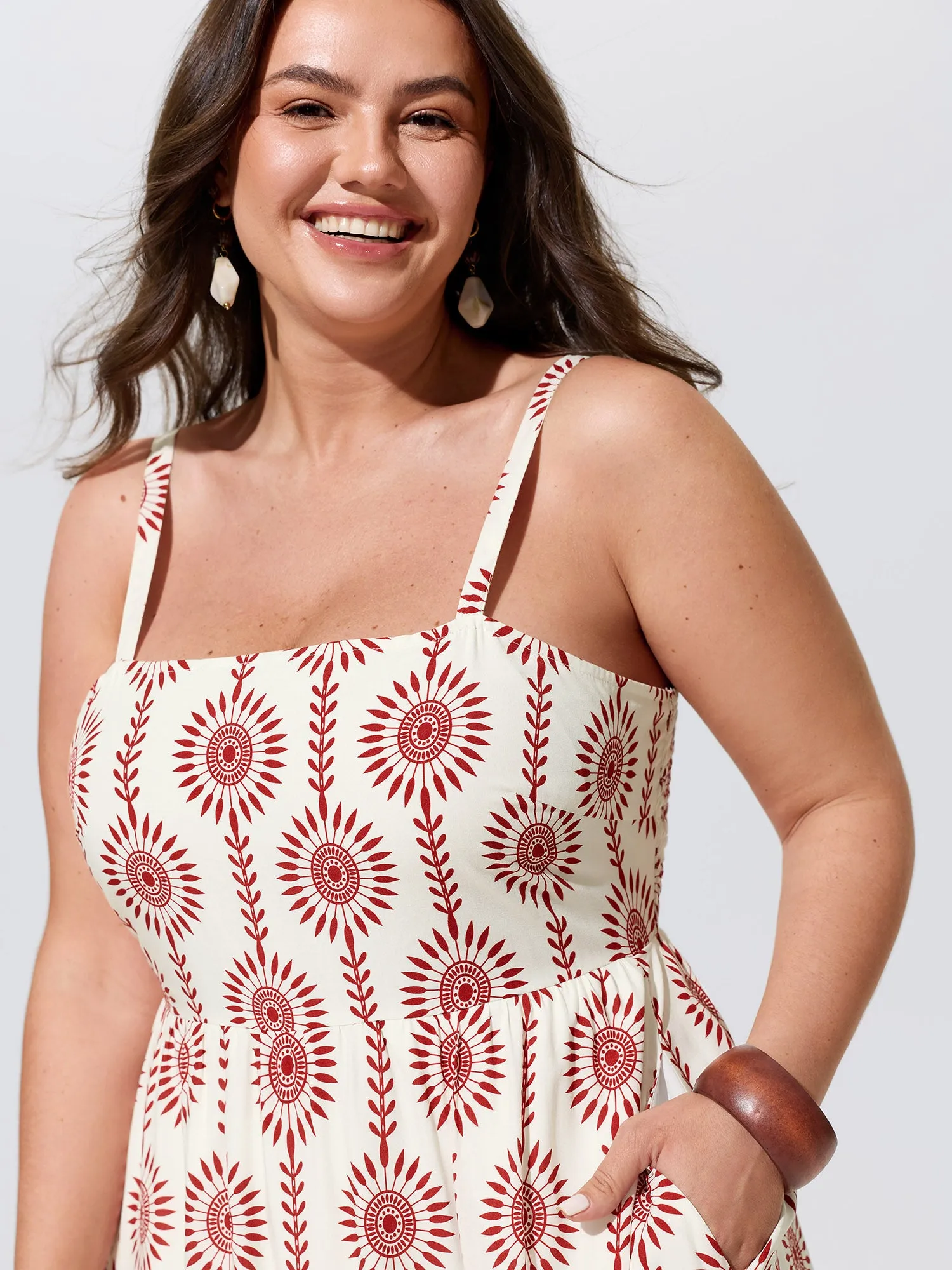 Geometric Print Tiered Sleeveless Maxi Dress sold by Bloomchic product image thumbnail 2