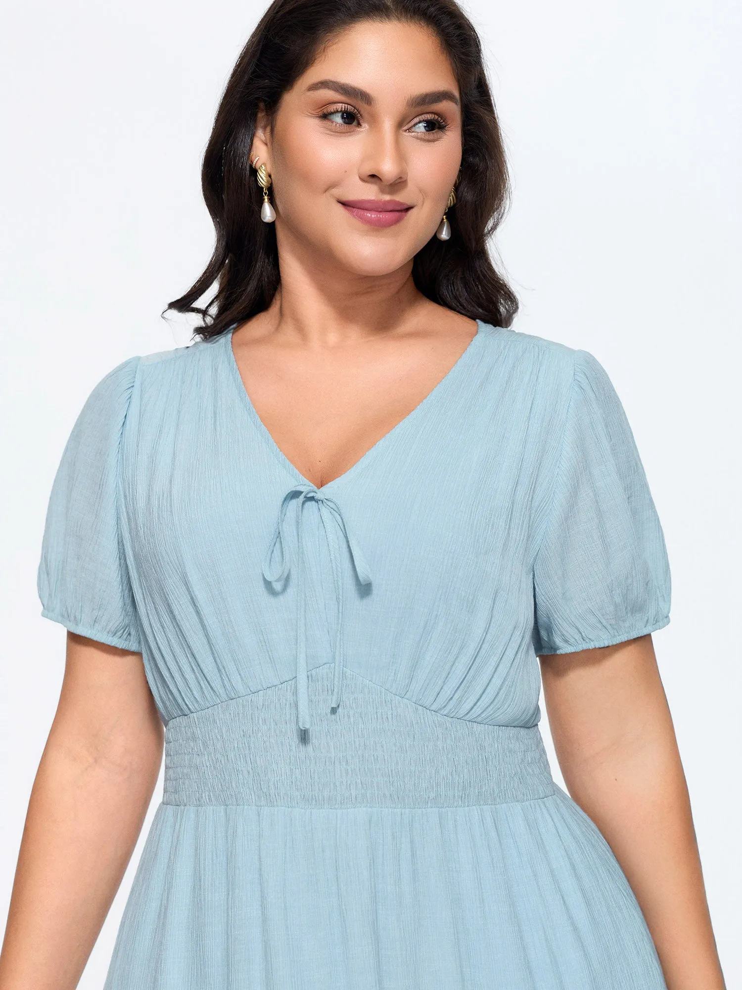 Shirred Waist Tiered Flowy Midi Dress sold by Bloomchic product image thumbnail 2