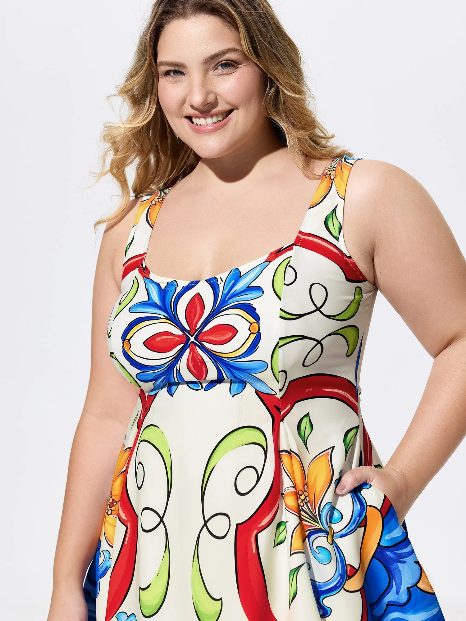 Floral Abstract Print Sleeveless Mini Dress sold by Bloomchic product image thumbnail 2