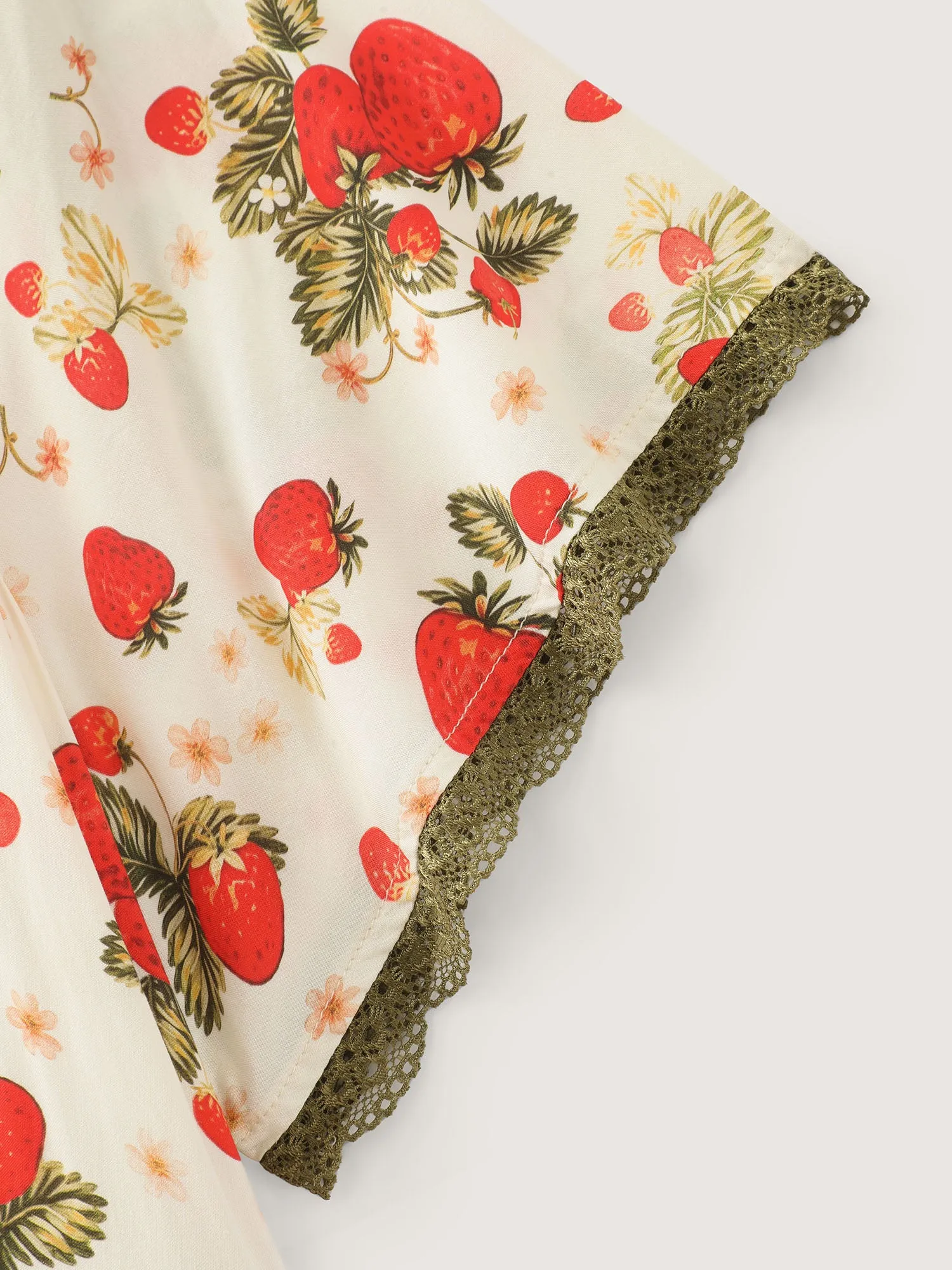 Strawberry Print Lace Detail Pockets Midi Dress sold by Bloomchic product image thumbnail 5
