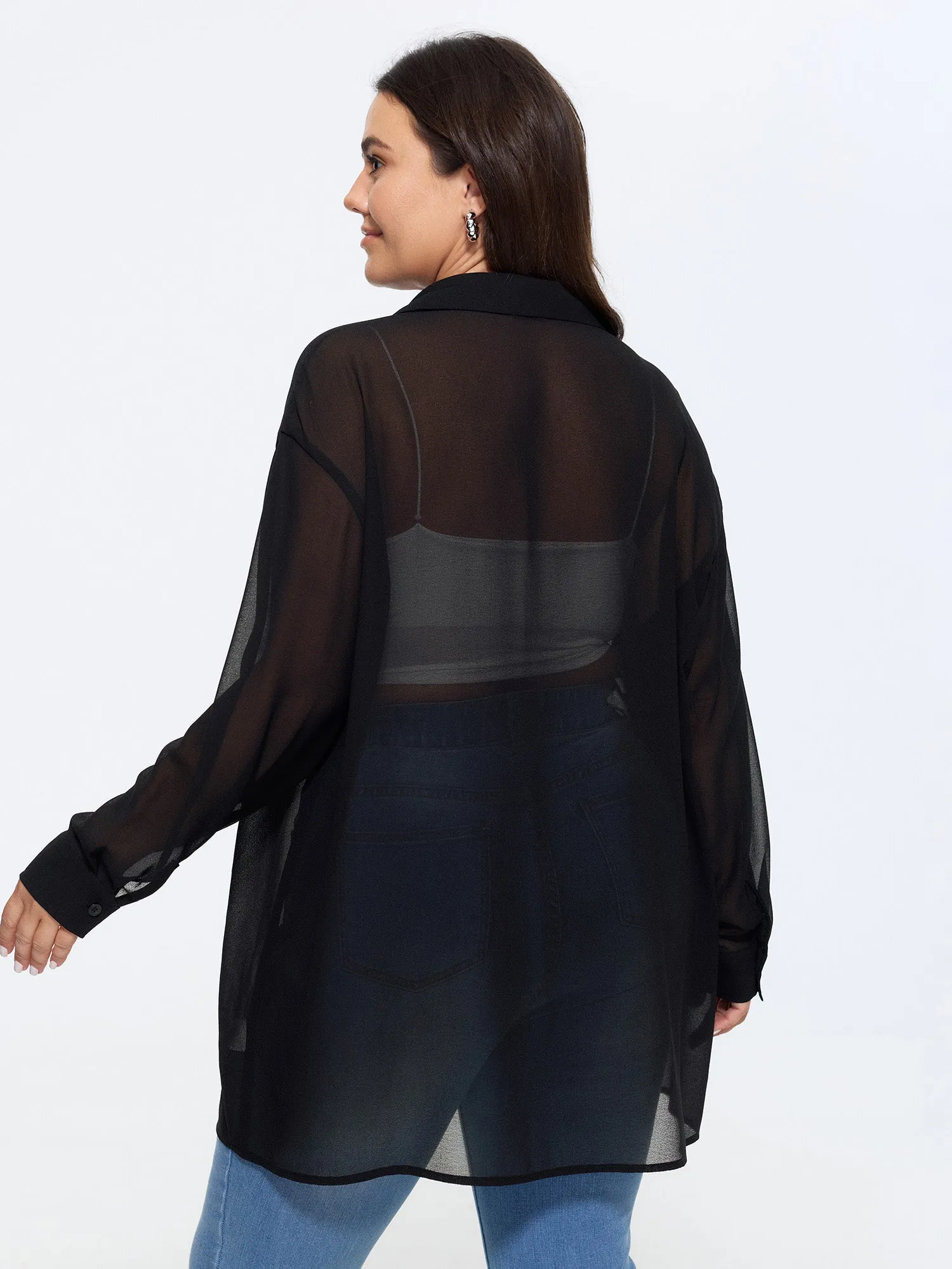 Breathable Sheer Button-Down Shirt sold by Bloomchic product image thumbnail 4