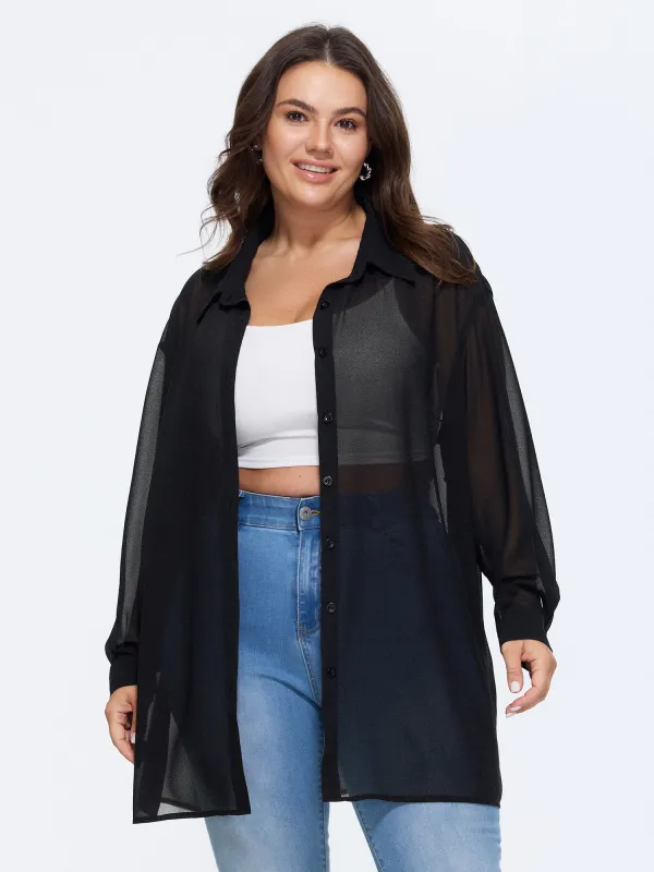 Breathable Sheer Button-Down Shirt made by Bloomchic