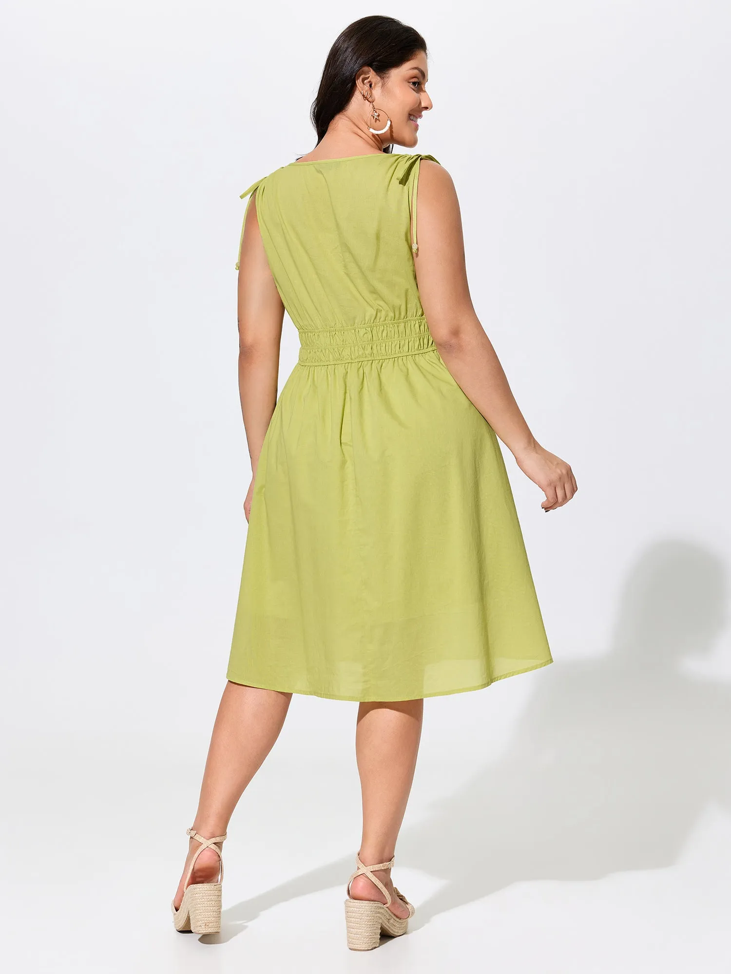 Cotton Stretchy Waist-Defining Midi Dress sold by Bloomchic product image thumbnail 4