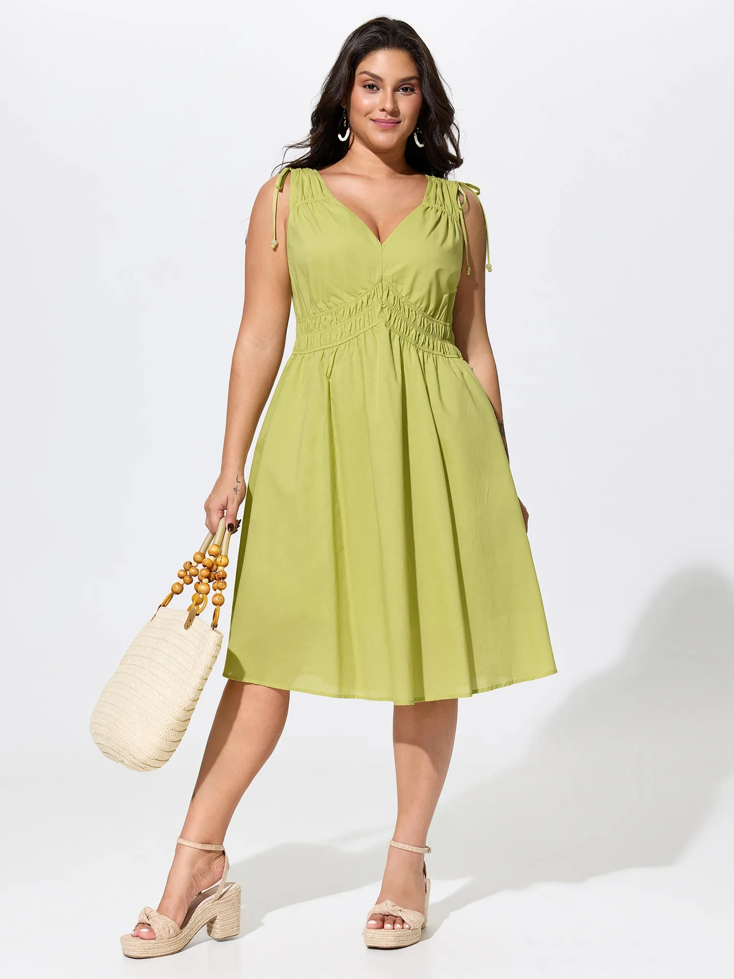Cotton Stretchy Waist-Defining Midi Dress sold by Bloomchic product image thumbnail 3
