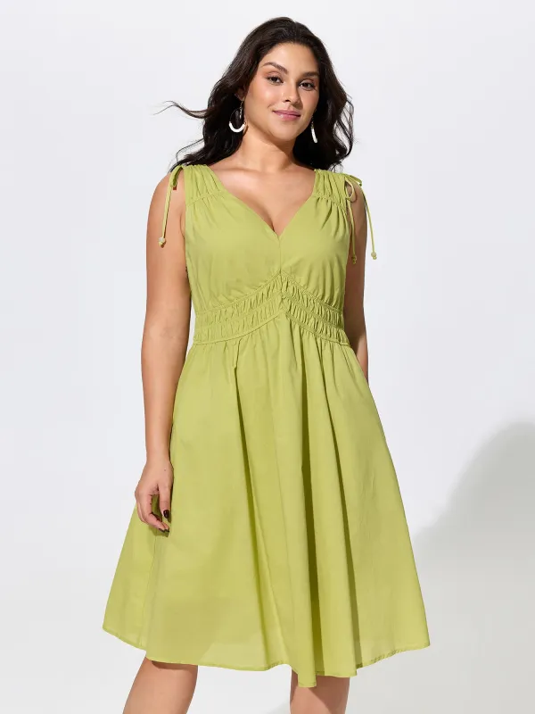 Cotton Stretchy Waist-Defining Midi Dress made by Bloomchic