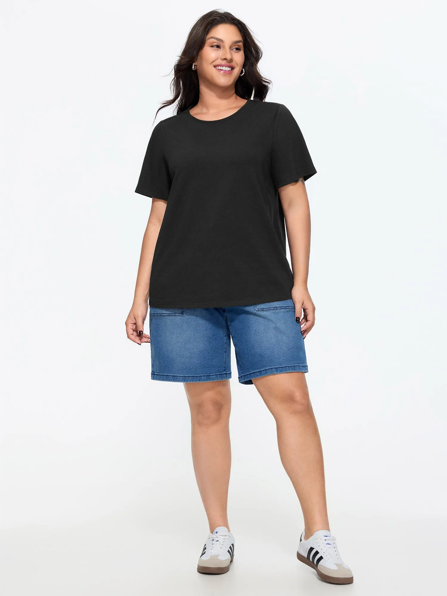 Cotton Stretchy Cut-Out Back Plain Knit Top sold by Bloomchic product image thumbnail 5