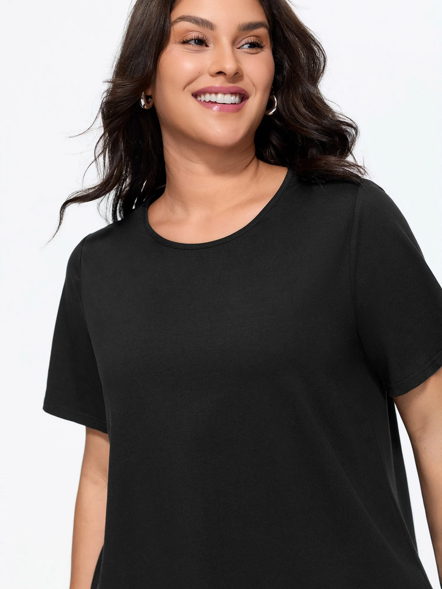 Cotton Stretchy Cut-Out Back Plain Knit Top sold by Bloomchic product image thumbnail 4