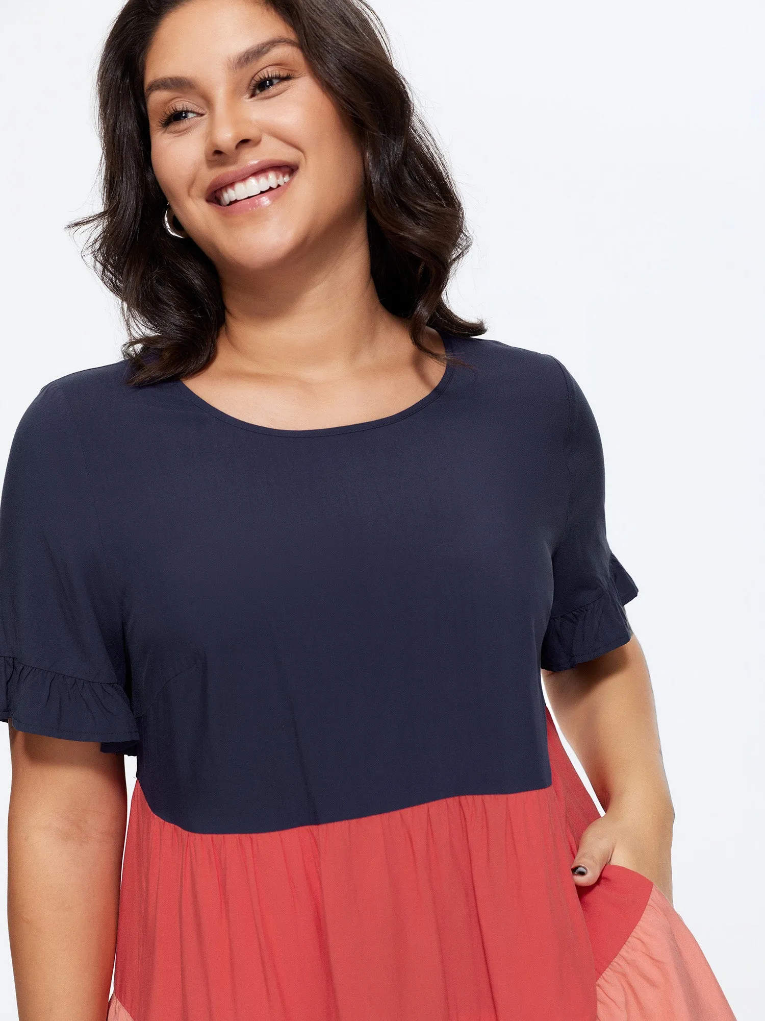 Colorblock Tiered Round Neck Top sold by Bloomchic product image thumbnail 2