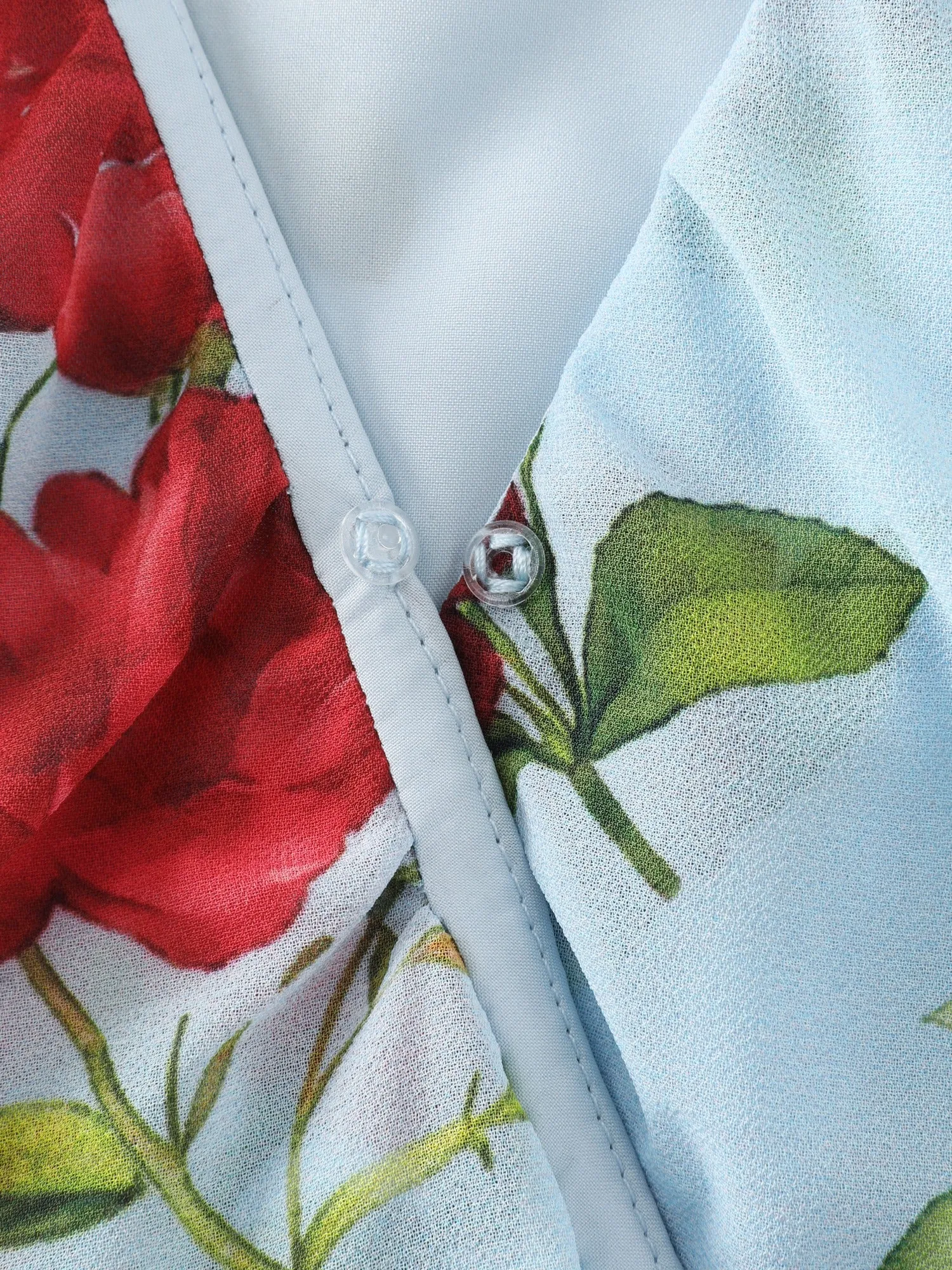 Floral Print Ruffled Neckline Flowy Midi Dress sold by Bloomchic product image thumbnail 5