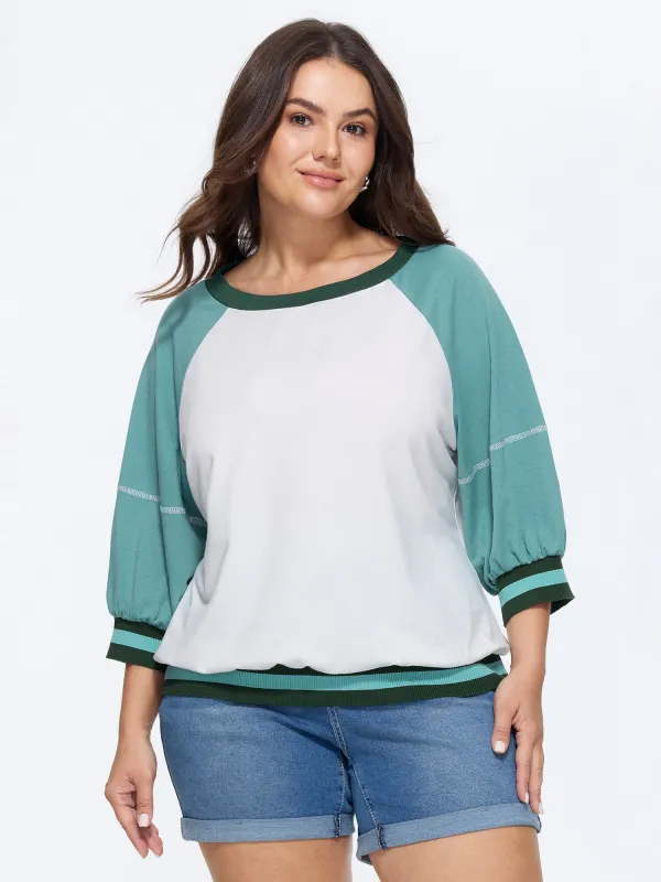 Color Contrast Raglan Sleeve Sweatshirt made by Bloomchic