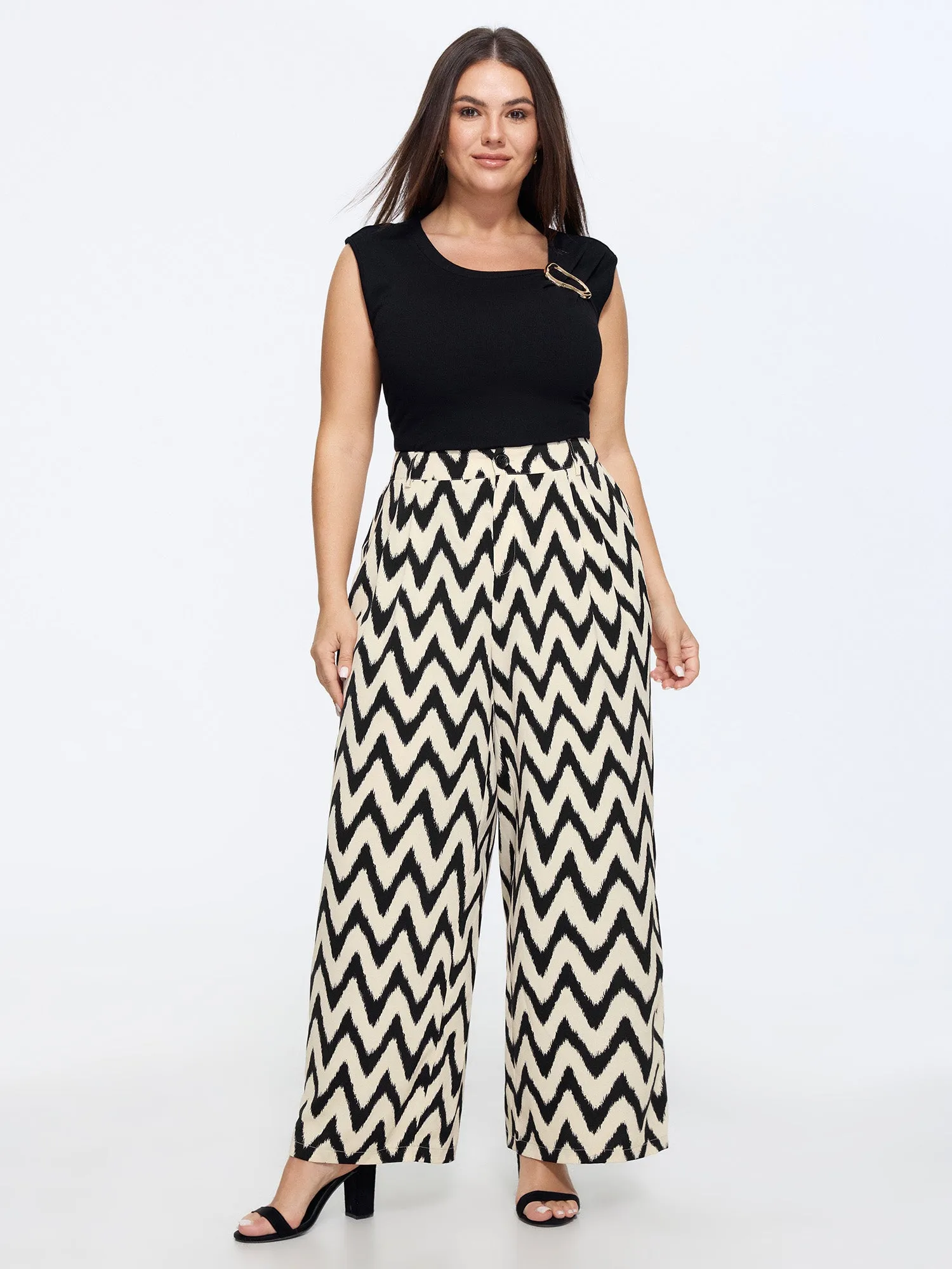 Geometric Print Pull-On Wide-Leg Pants sold by Bloomchic product image thumbnail 2