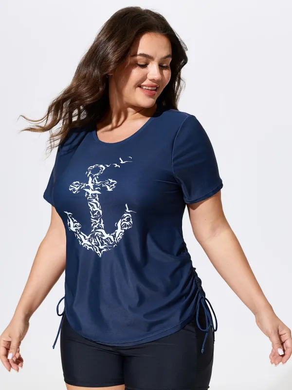 Sail Away Print Fitted Swim Top made by Bloomchic