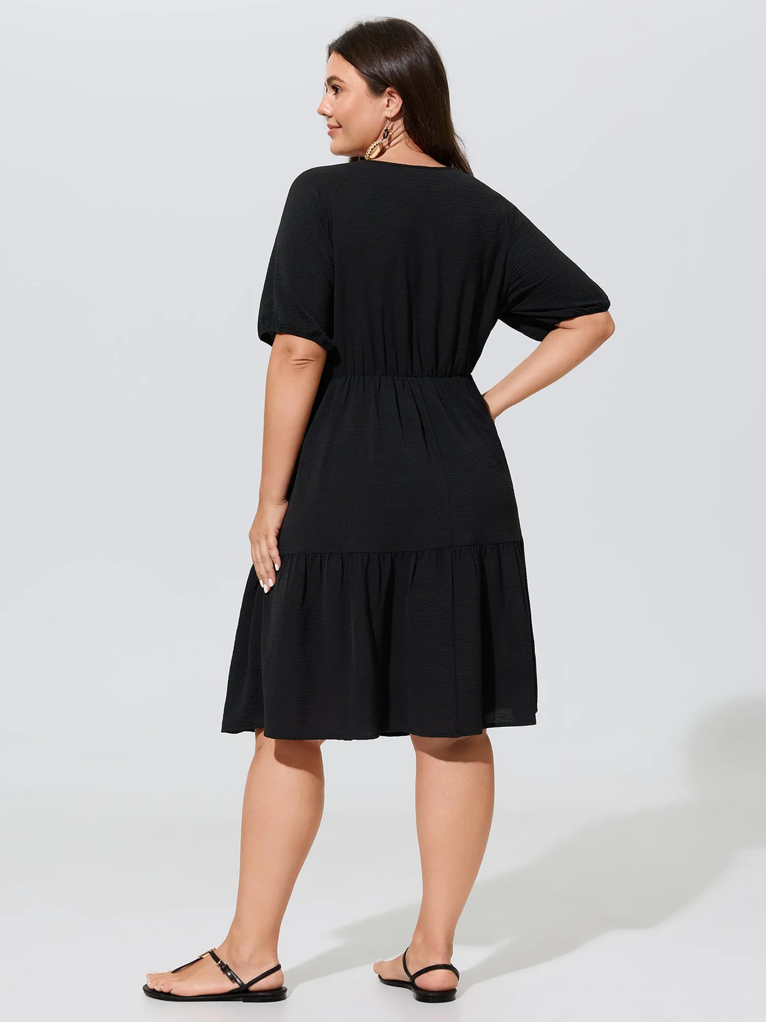 Floral Embroidered Neckline Tiered Mini Dress sold by Bloomchic product image thumbnail 4