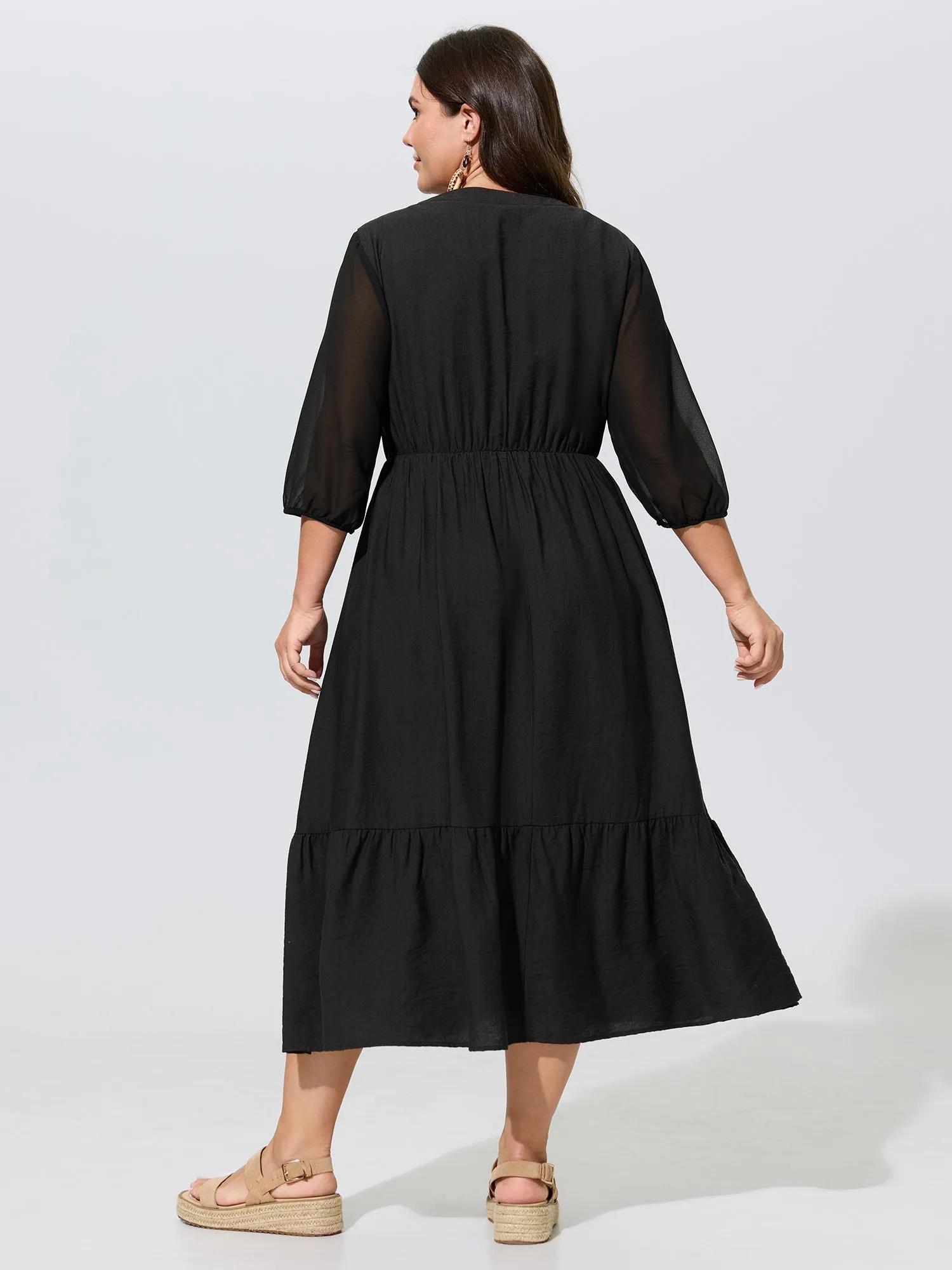 Breathable Floral Embroidered Neckline Midi Dress sold by Bloomchic product image thumbnail 4