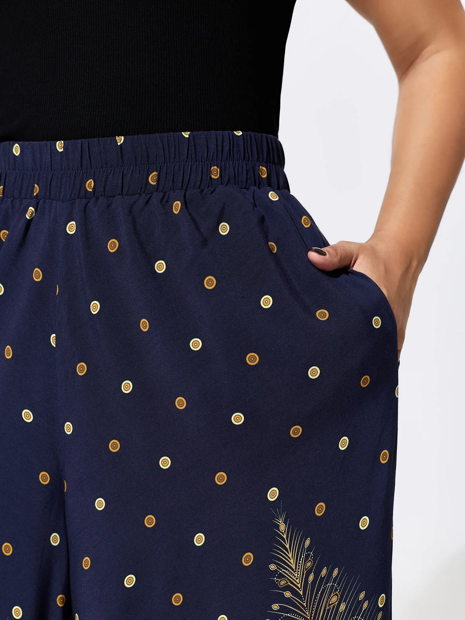 Boho Print Wide-Leg Color Contrast Pants sold by Bloomchic product image thumbnail 3