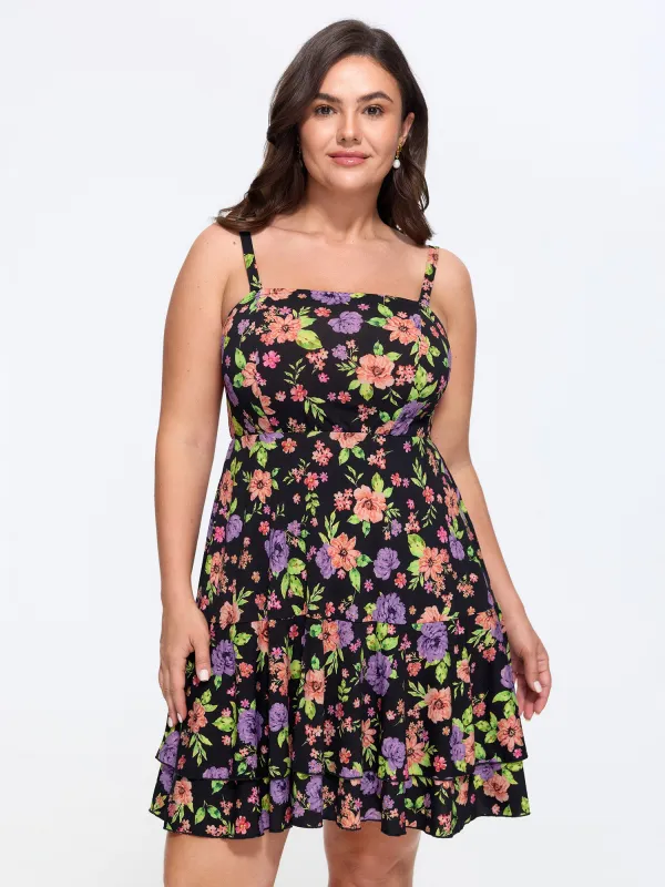 Stretchy Floral Print Sleeveless Mini Dress made by Bloomchic