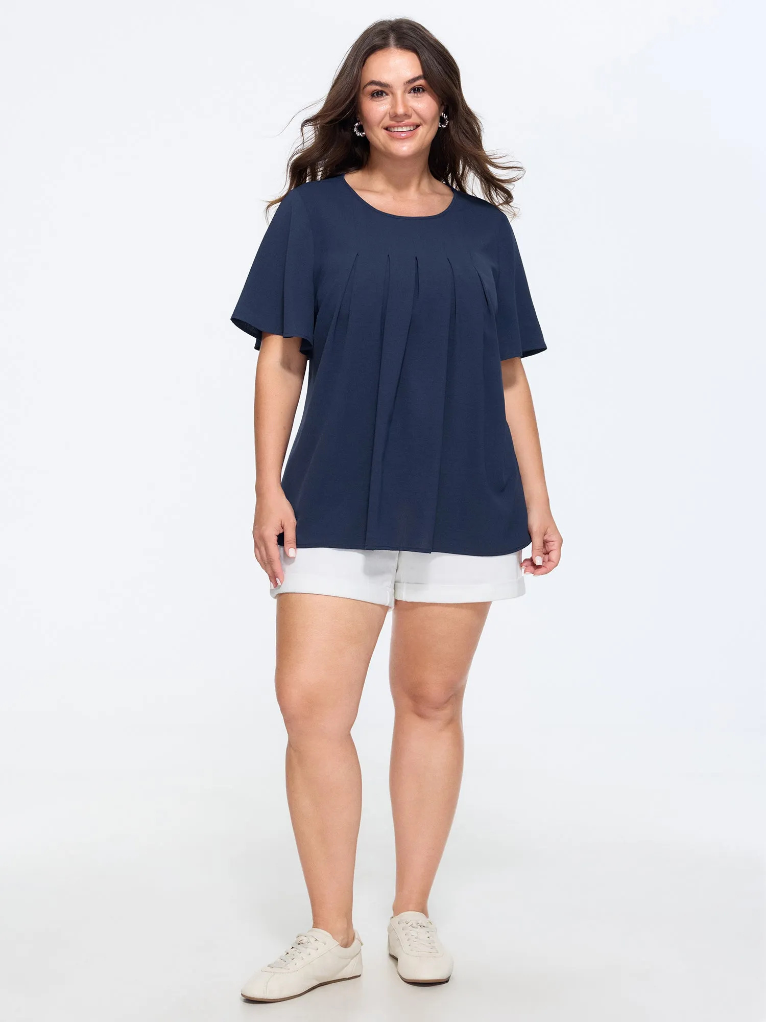 Pleated Front Flowy Plain Top sold by Bloomchic product image thumbnail 3