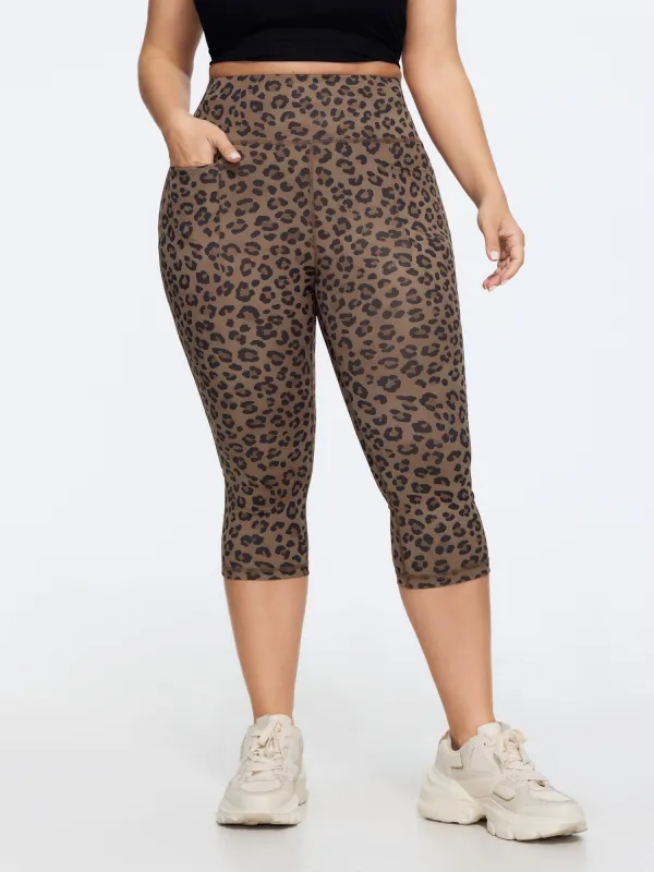 Stretchy Leopard Print Wide Waistband Leggings made by Bloomchic