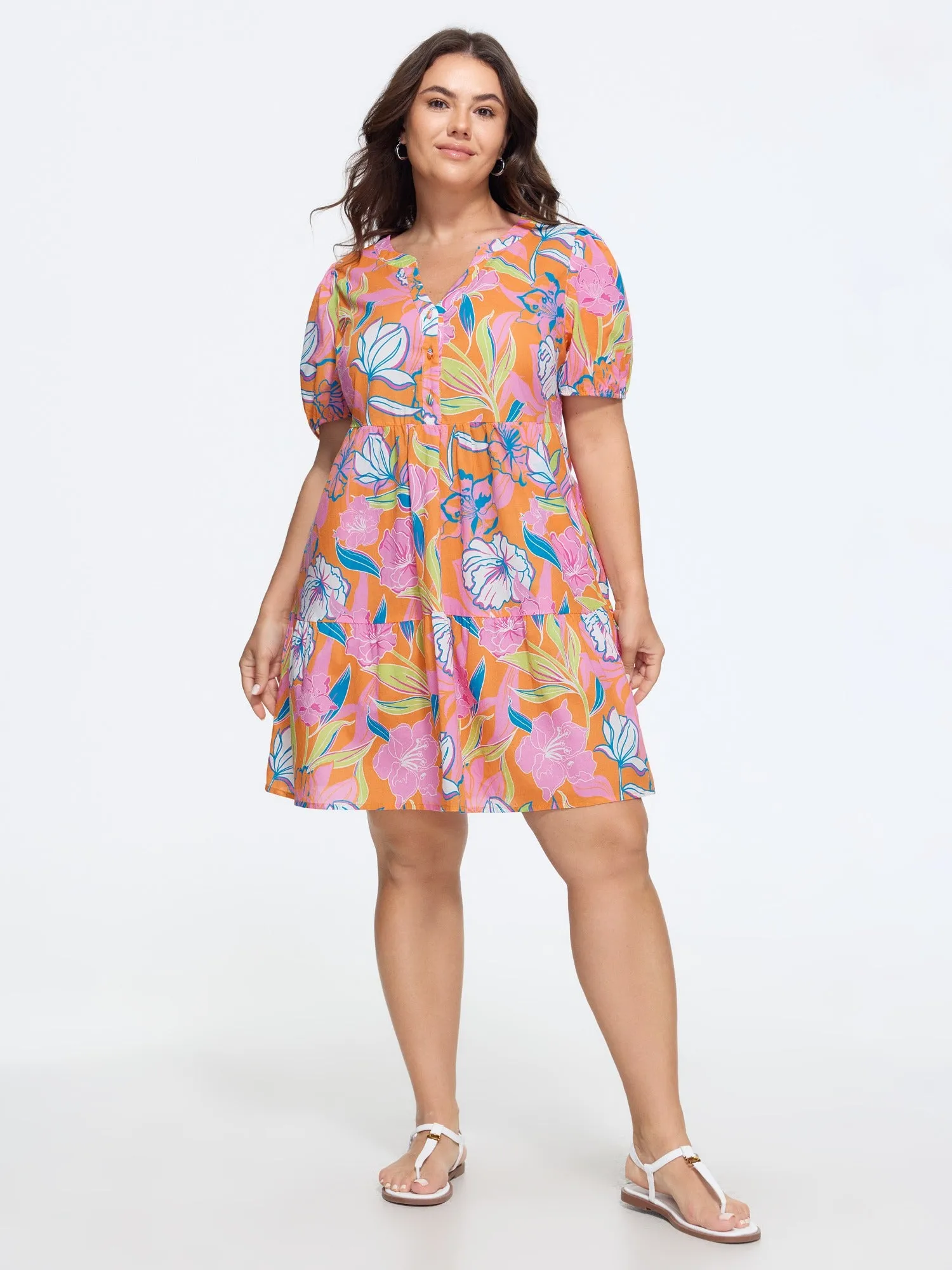 Cotton Floral Print Tiered Mini Dress sold by Bloomchic product image thumbnail 3