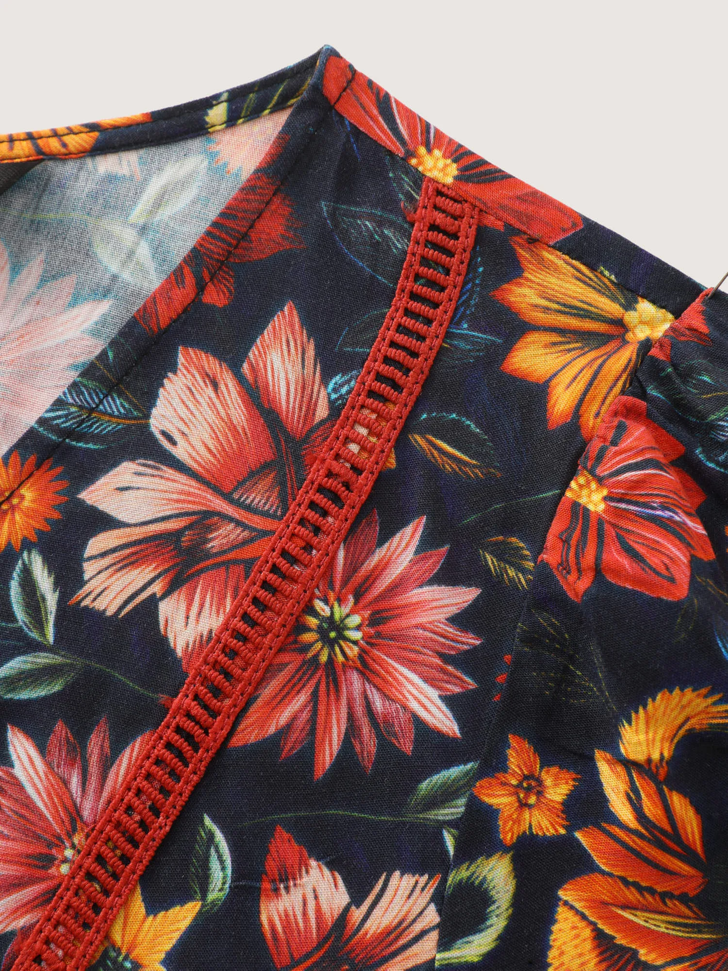 Floral Ruffle V Neck Wide Leg Jumpsuit sold by Bloomchic product image thumbnail 5